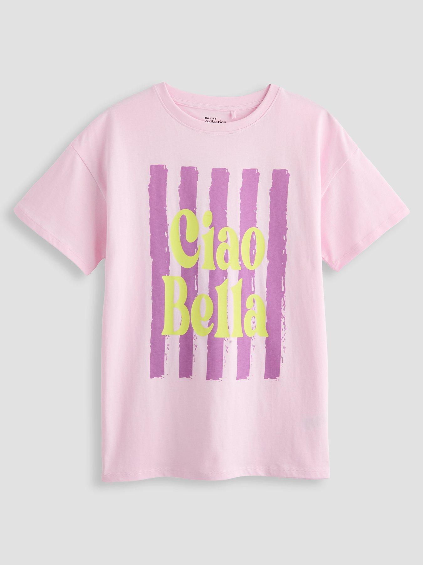 the-very-collection-girls-ciao-bella-oversized-t-shirt-print