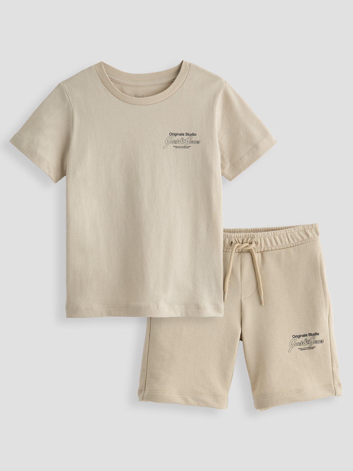 Jack & Jones Mini Younger Boys Niko Tshirt  &  Shorts Set - Moonbeam