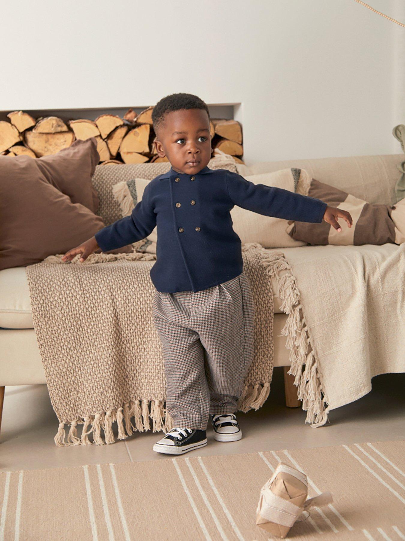 Mamas & Papas Baby Boys Knitted Collar Cardigan - Blue