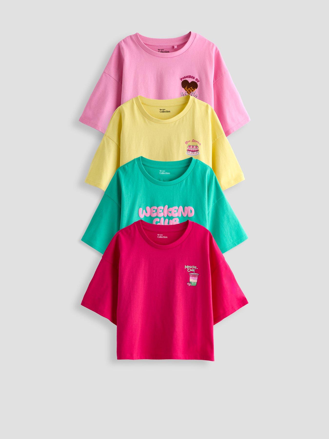 The Very Collection Girls 4 Pack Boxy Tshirts