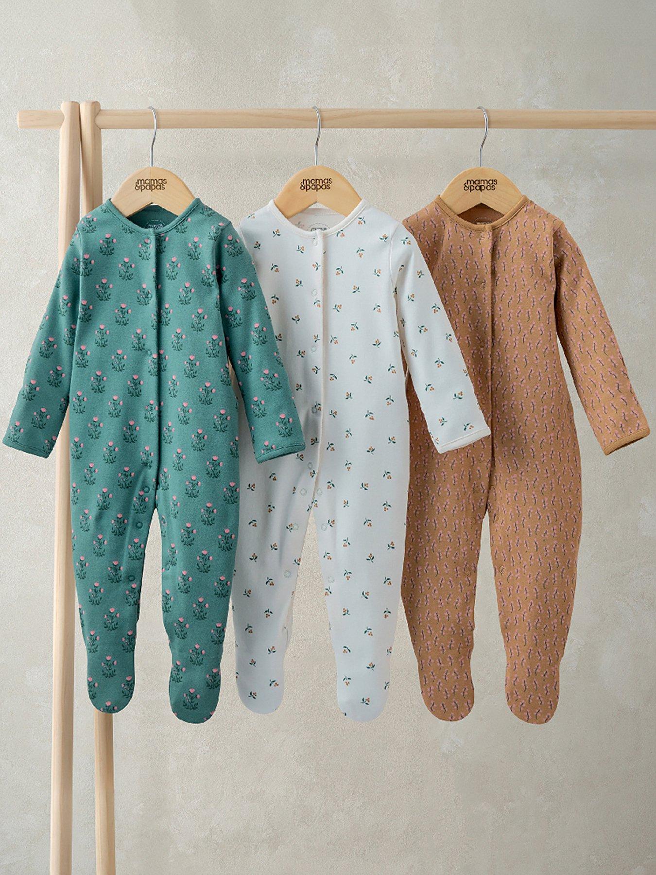 Mamas & Papas Baby Girls 3 Pack Leopard Sleepsuits - Multi