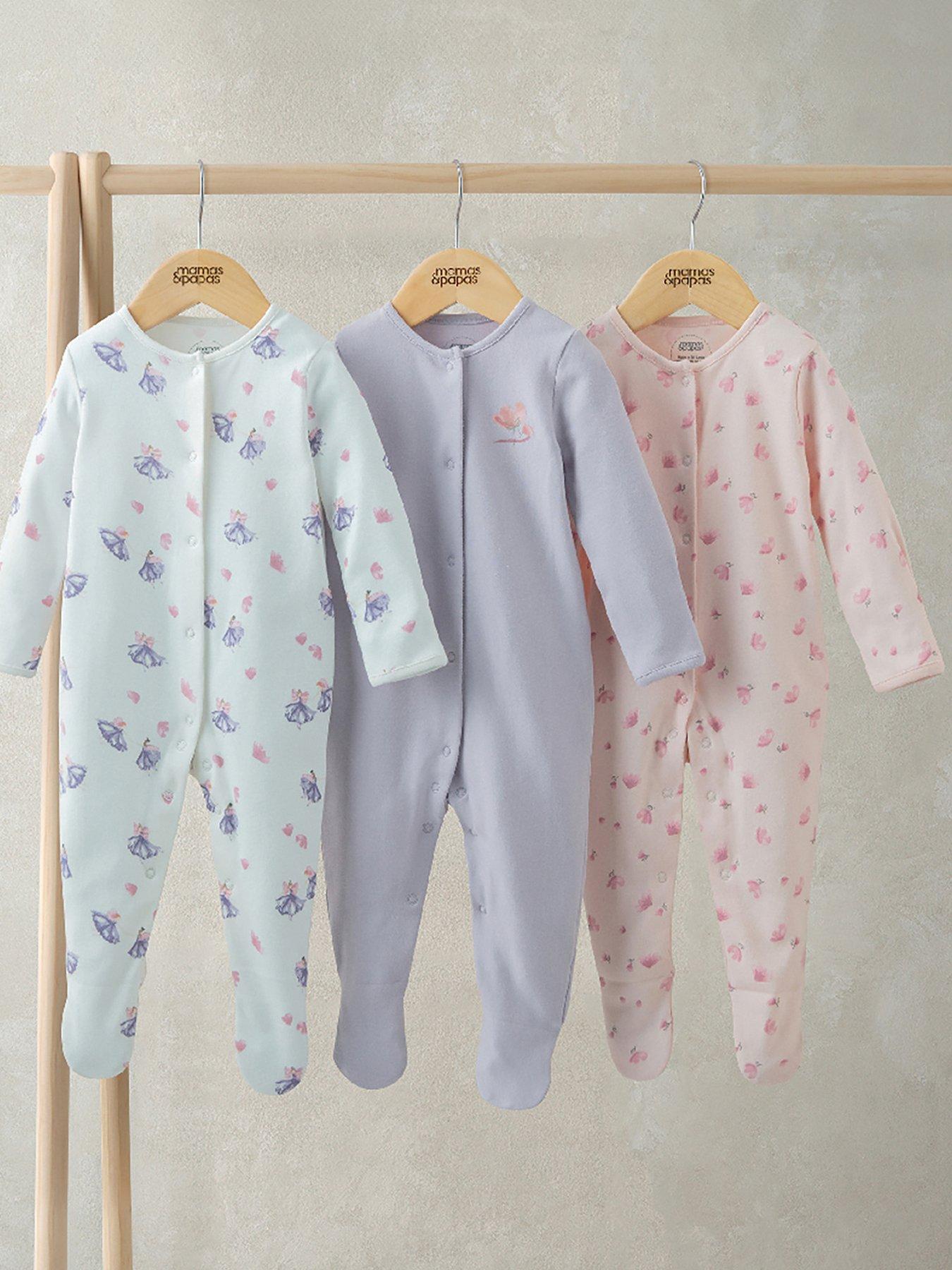 Mamas & Papas Baby Girls 3 Pack Ballerina Sleepsuits - Pink