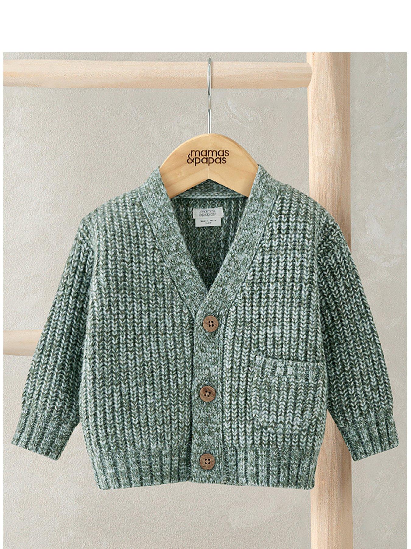 Image 1 of 2 of Mamas & Papas Baby Boys Chunky Knitted Cardigan - Grey