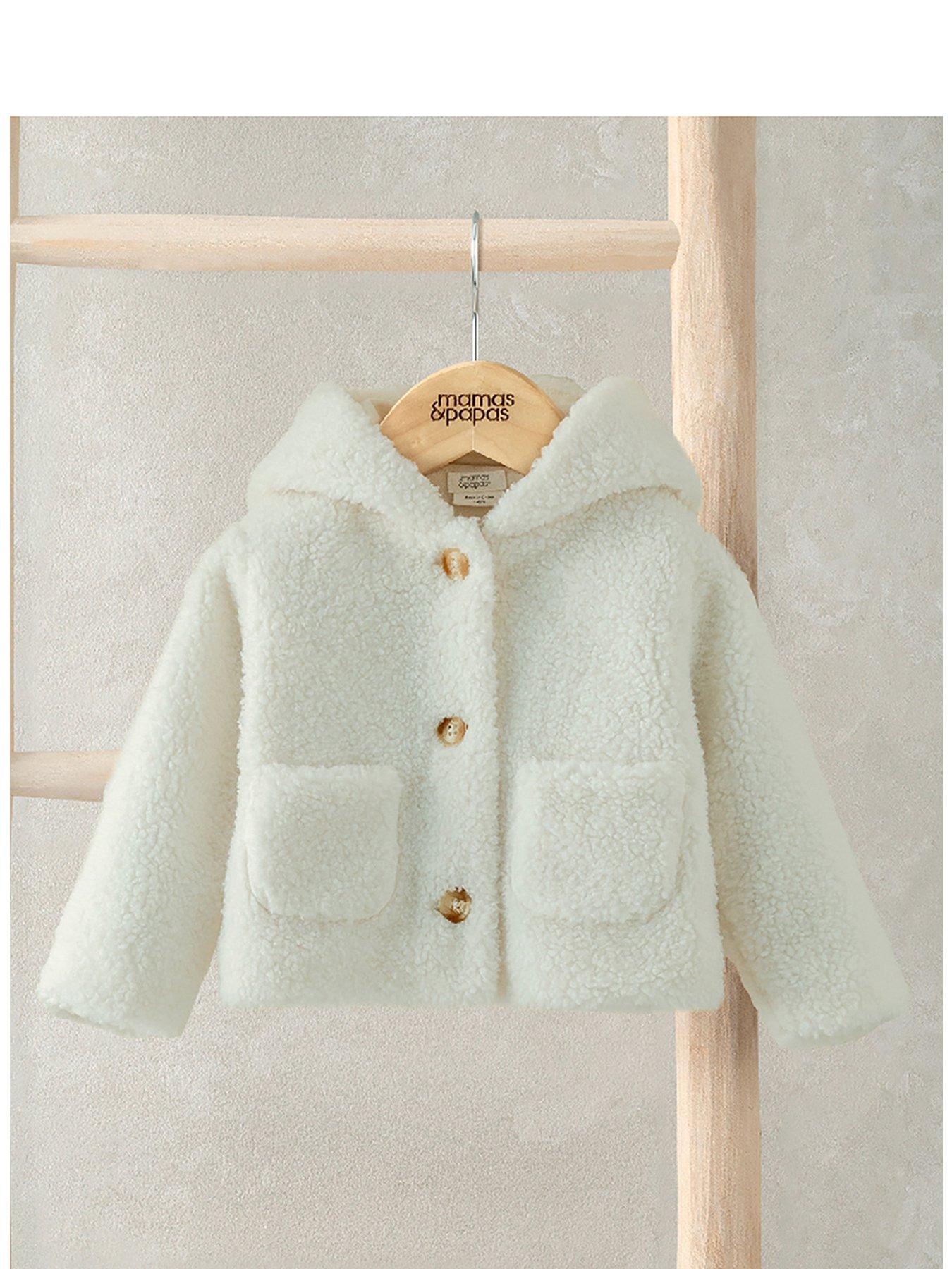 Image 1 of 3 of Mamas & Papas Baby Unisex Borg Jacket With 3d Bear Ears - Cream
