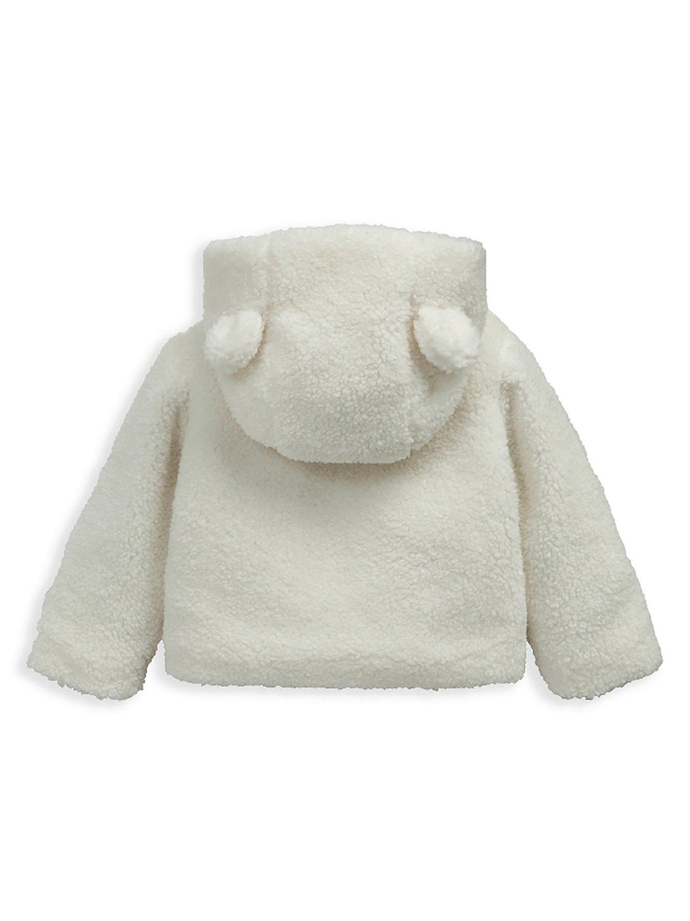 Image 2 of 3 of Mamas & Papas Baby Unisex Borg Jacket With 3d Bear Ears - Cream