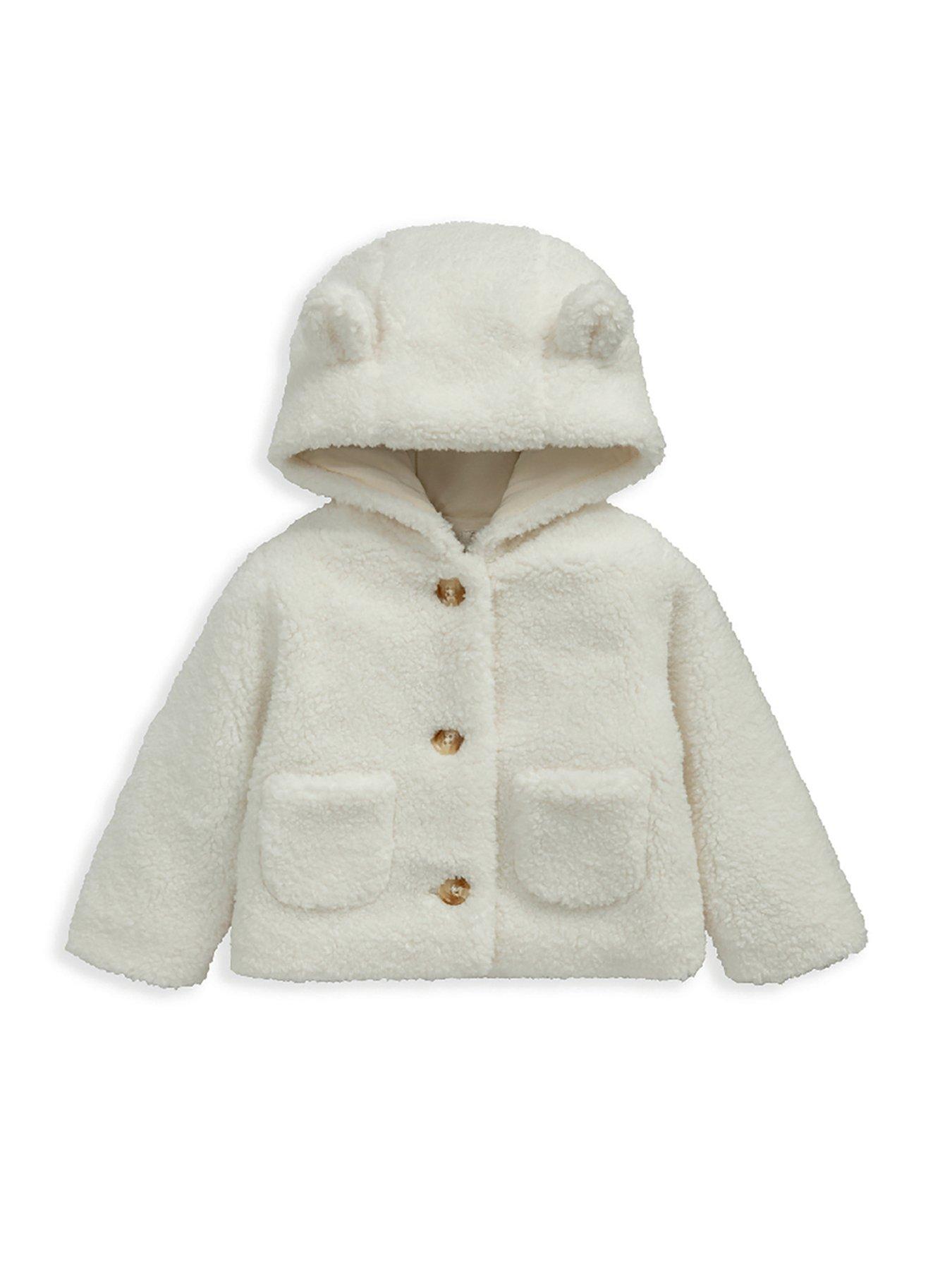 Image 3 of 3 of Mamas & Papas Baby Unisex Borg Jacket With 3d Bear Ears - Cream