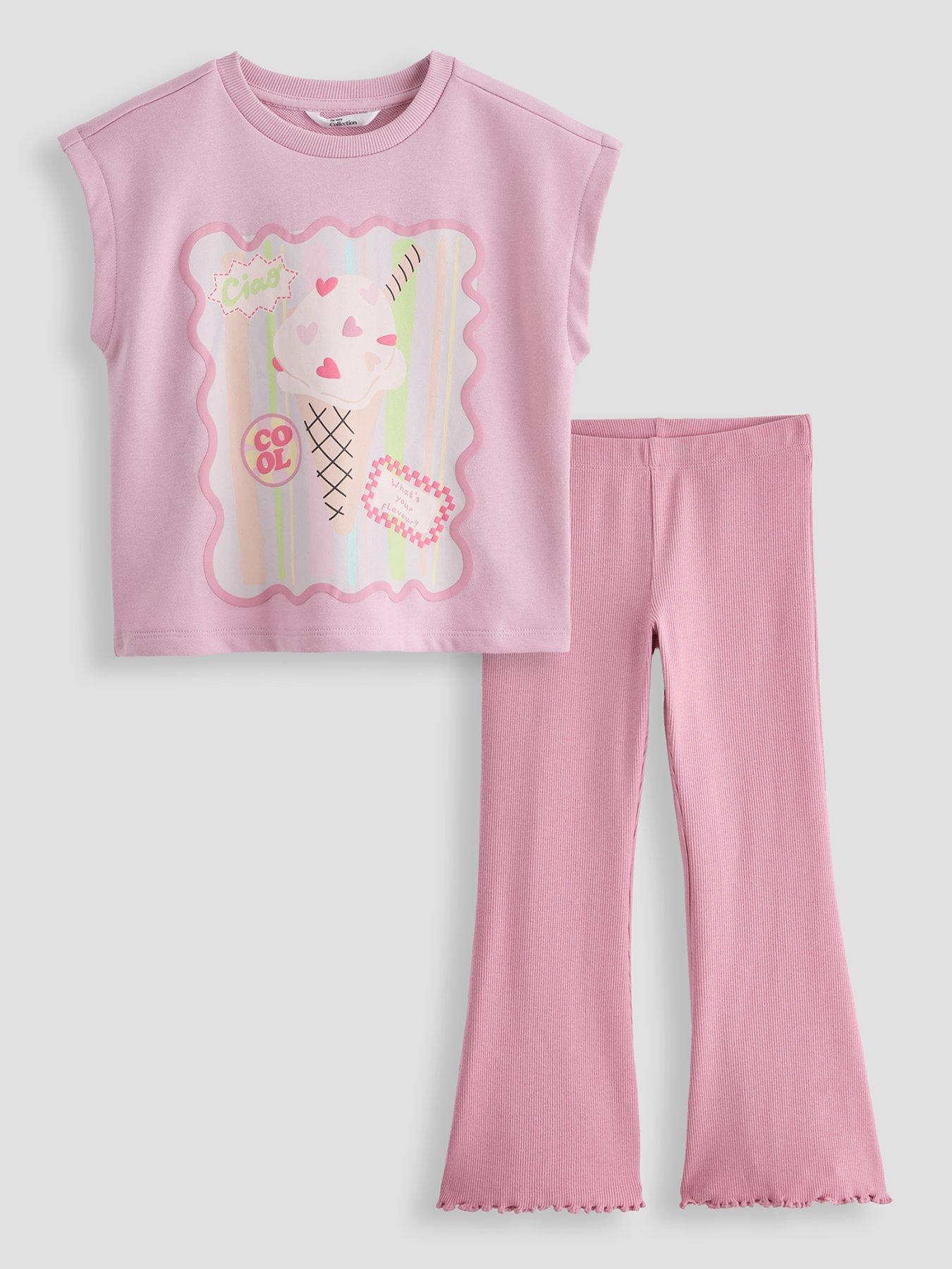 The Very Collection Girls Dropped Shoulder T-Shirt With Leggings - Print