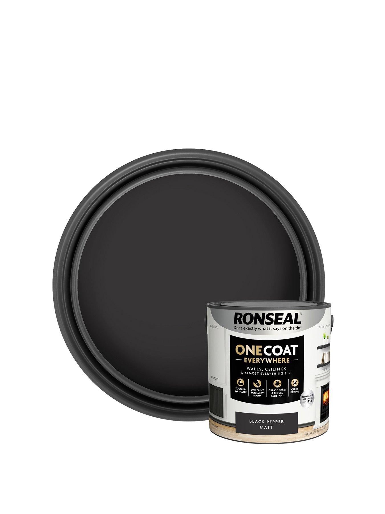 Image 1 of 7 of Ronseal One Coat Everywhere Interior Paint Black Pepper Matt 2.5 Litre