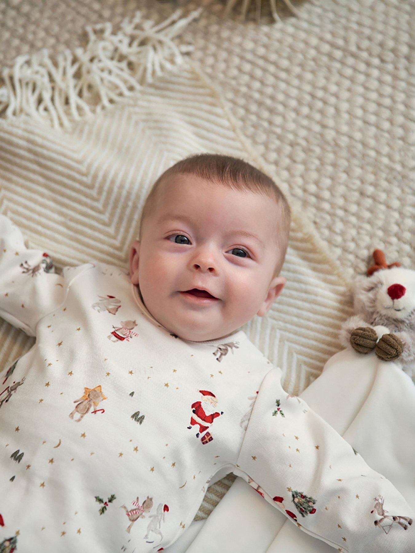 Image 5 of 6 of Mamas & Papas Baby Unisex Night Before Christmas Zip Up Sleepsuit - White