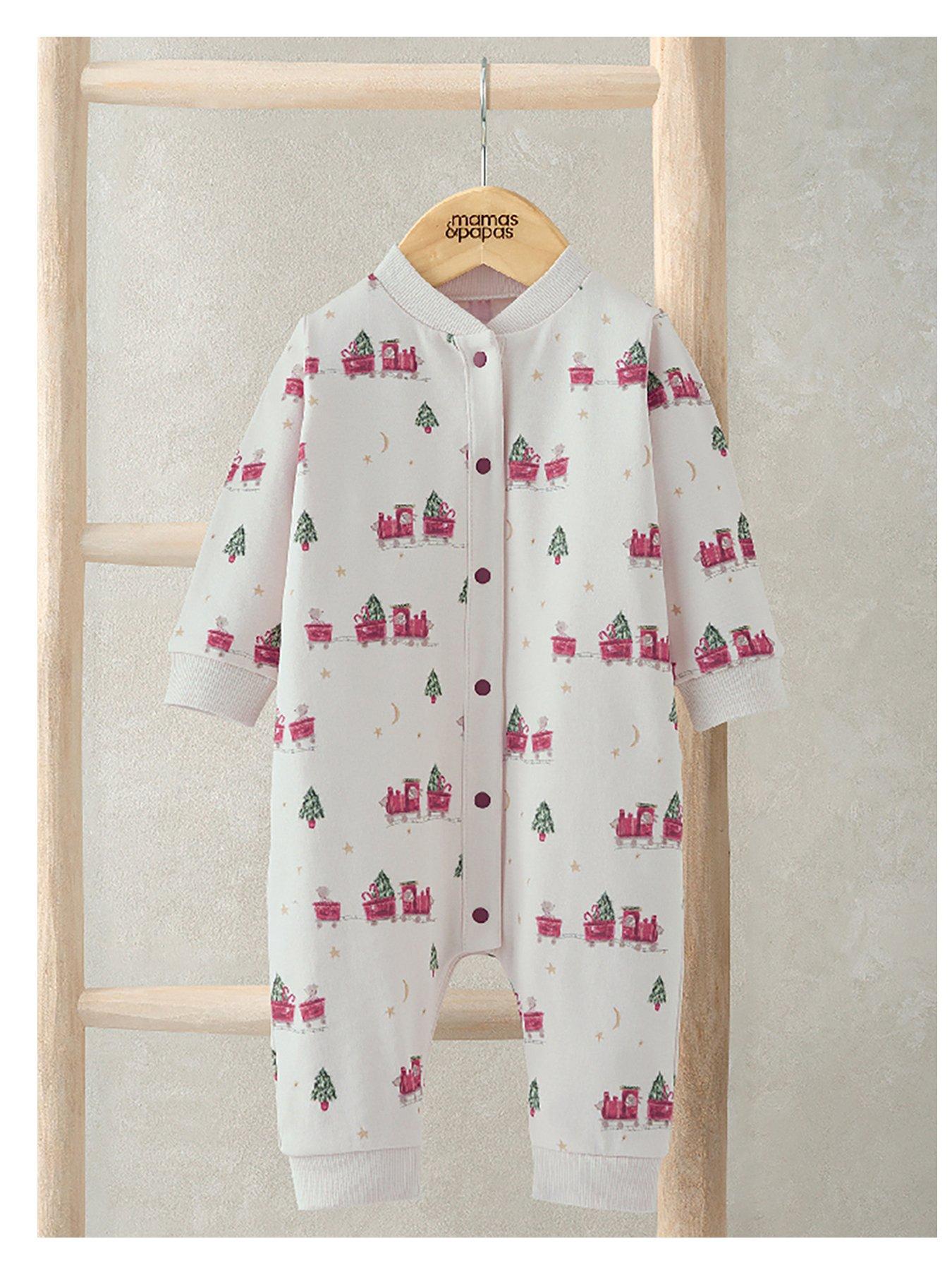 Mamas & Papas Baby Boys Train Print Christmas Romper - Cream