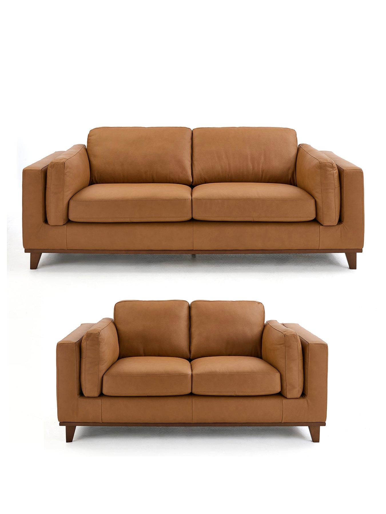 Image 2 of 7 of The Very Collection Chiswick 3 + 2 Seater Leather Sofa Set
