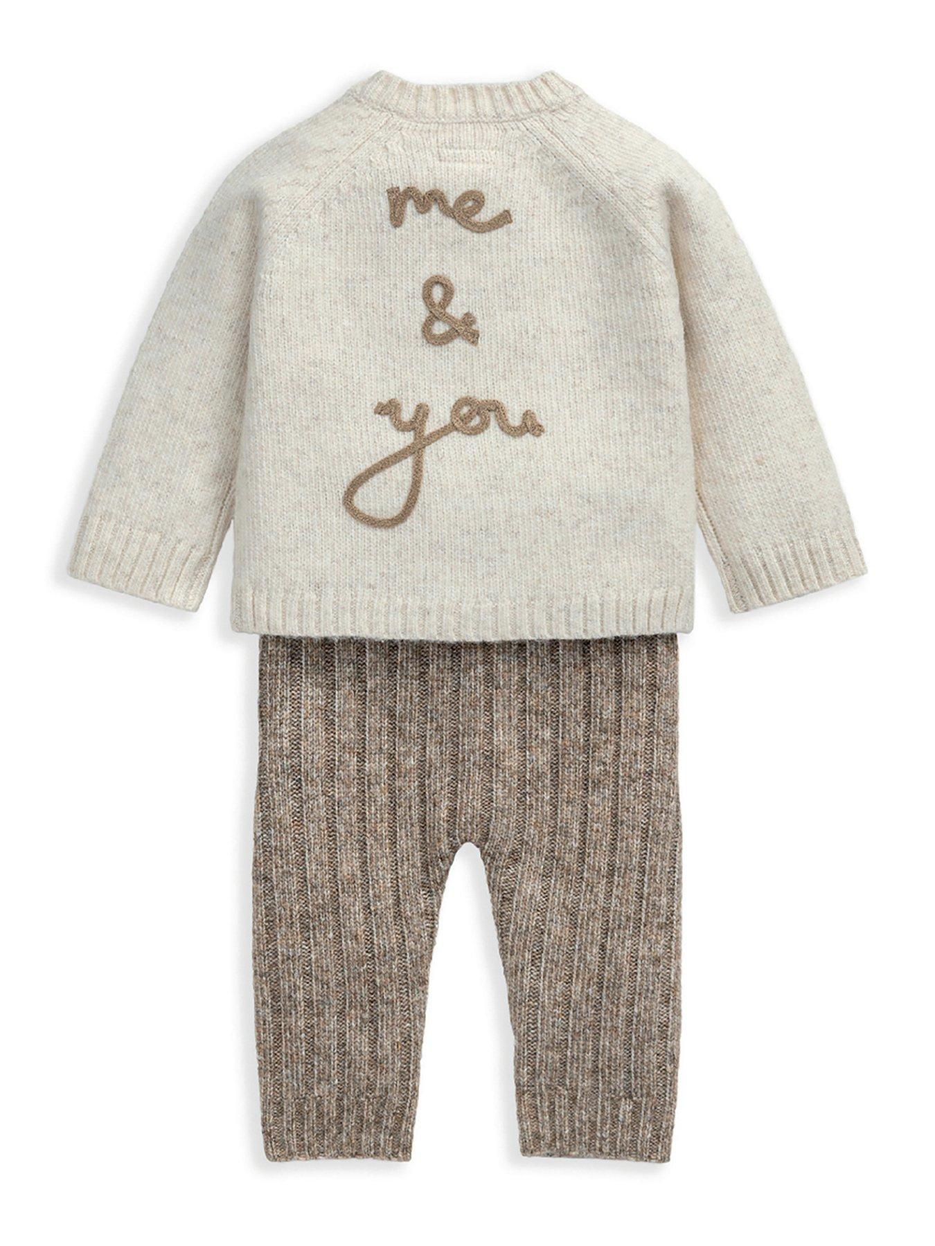 Image 2 of 5 of Mamas & Papas Baby Unisex 2 Piece Bear Knitted Cardigan &amp; Leggings Set - Brown