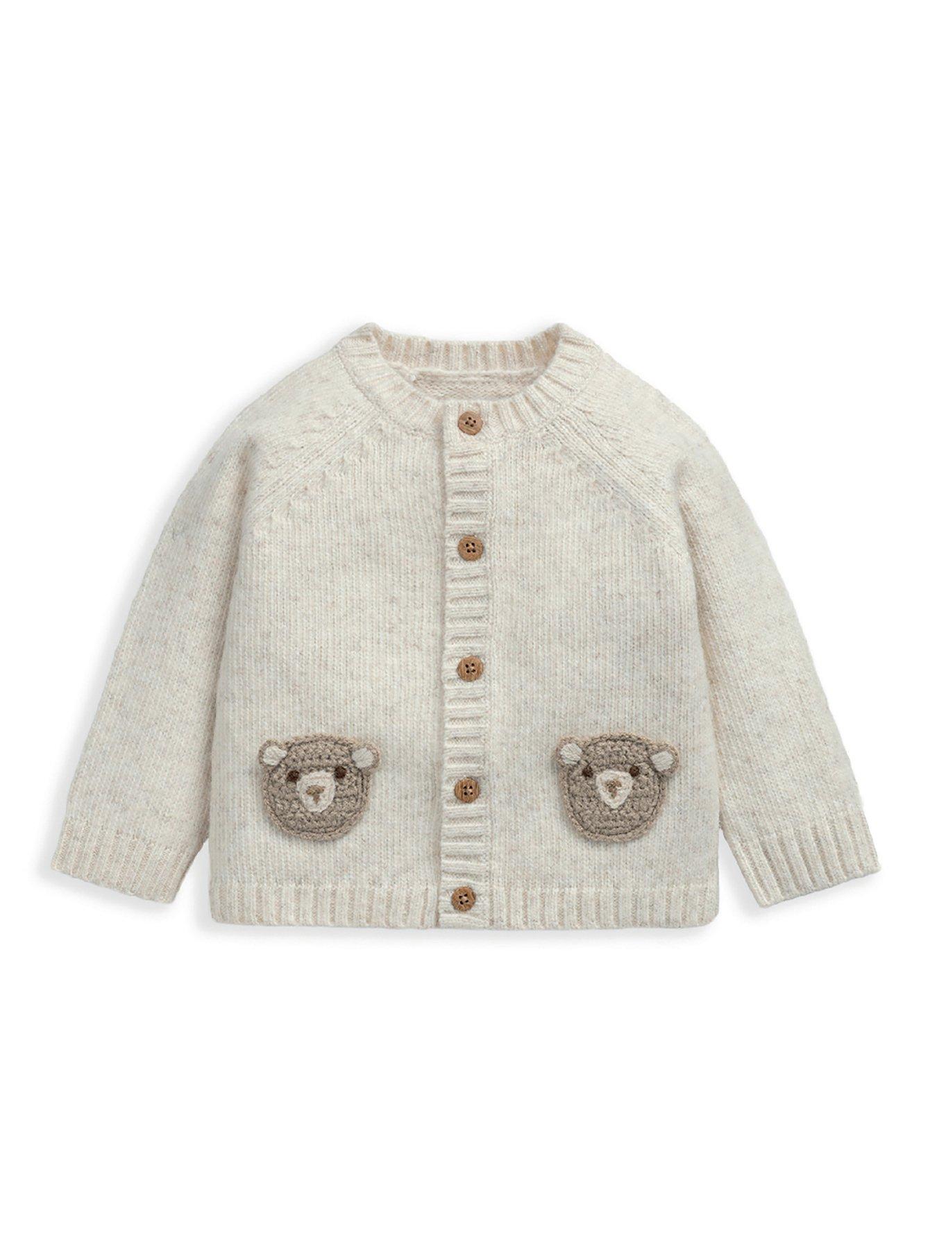 Image 4 of 5 of Mamas & Papas Baby Unisex 2 Piece Bear Knitted Cardigan &amp; Leggings Set - Brown