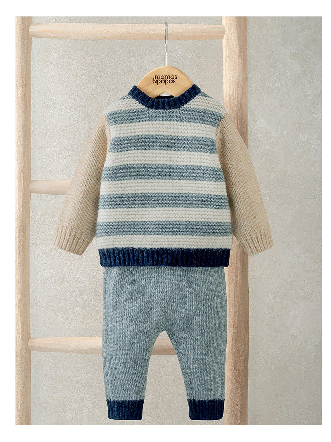 Mamas & Papas Baby Boys 2 Piece Colour Block Knitted Jumper  &  Leggings Set - Multi
