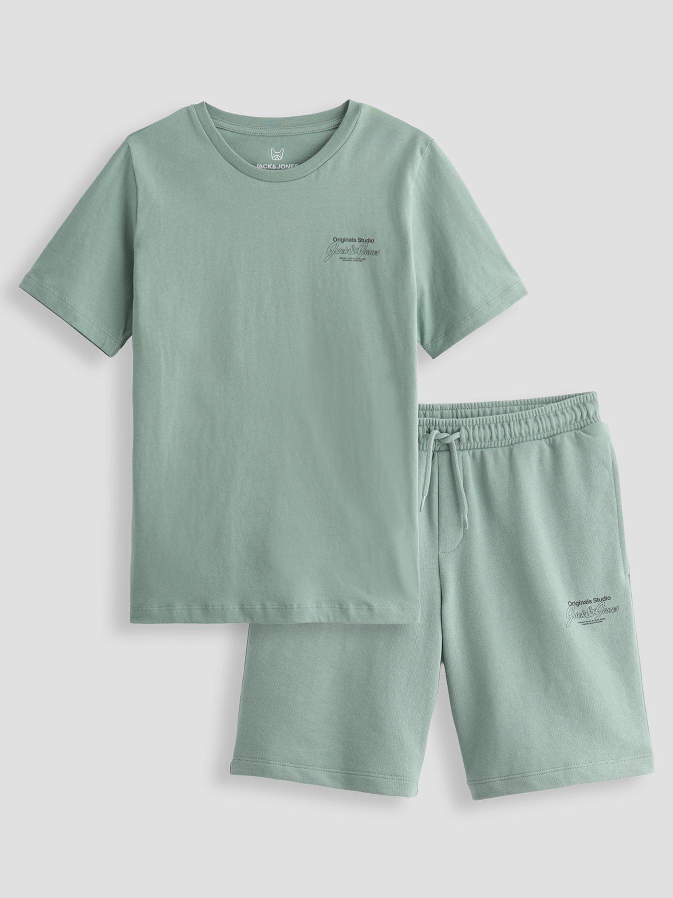Jack & Jones Junior Boys Niko T-shirt Shorts Set - Iceberg Green