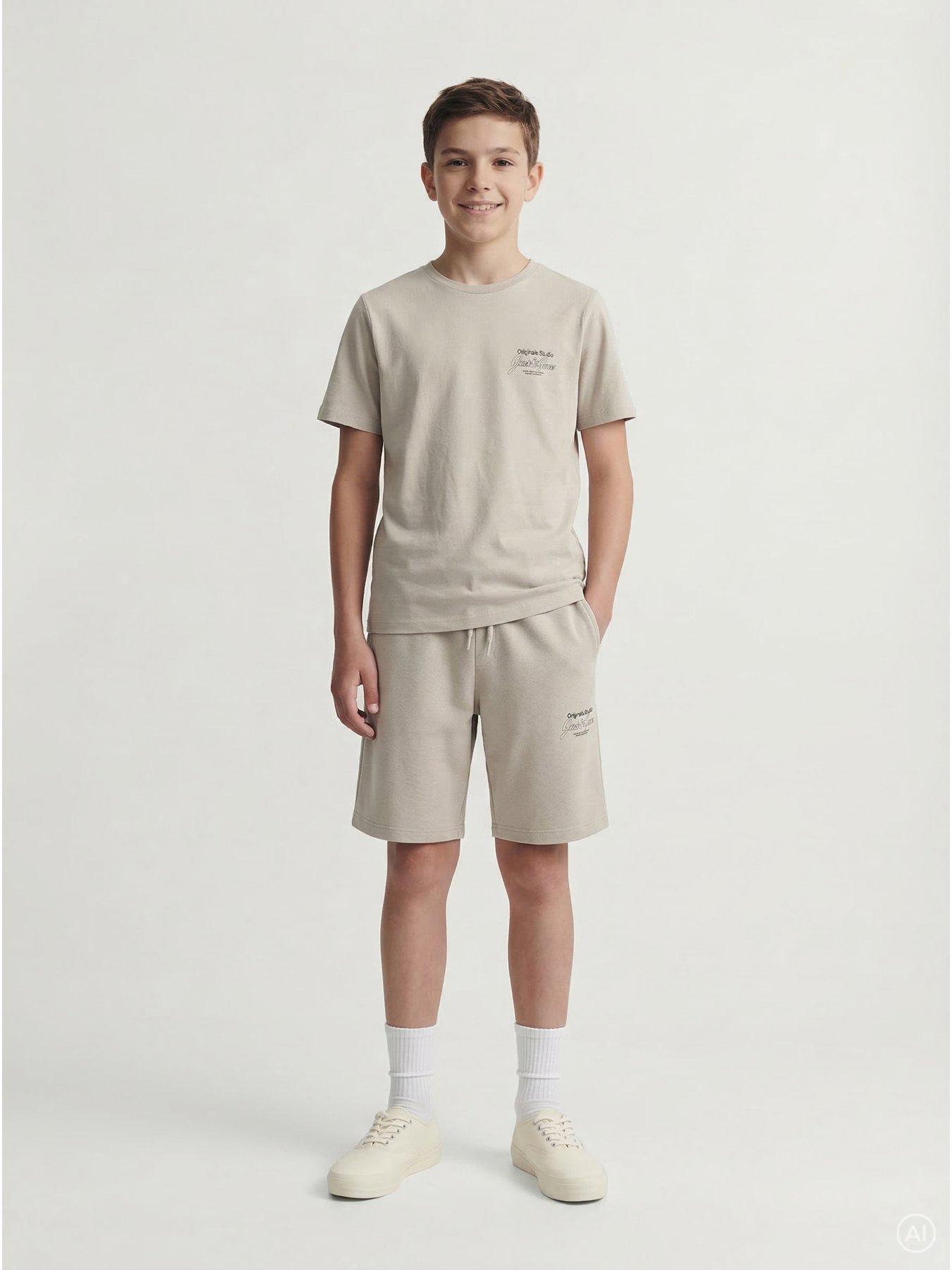 Jack & Jones Junior Boys Niko T-Shirt  &  Short Set - Moonbeam