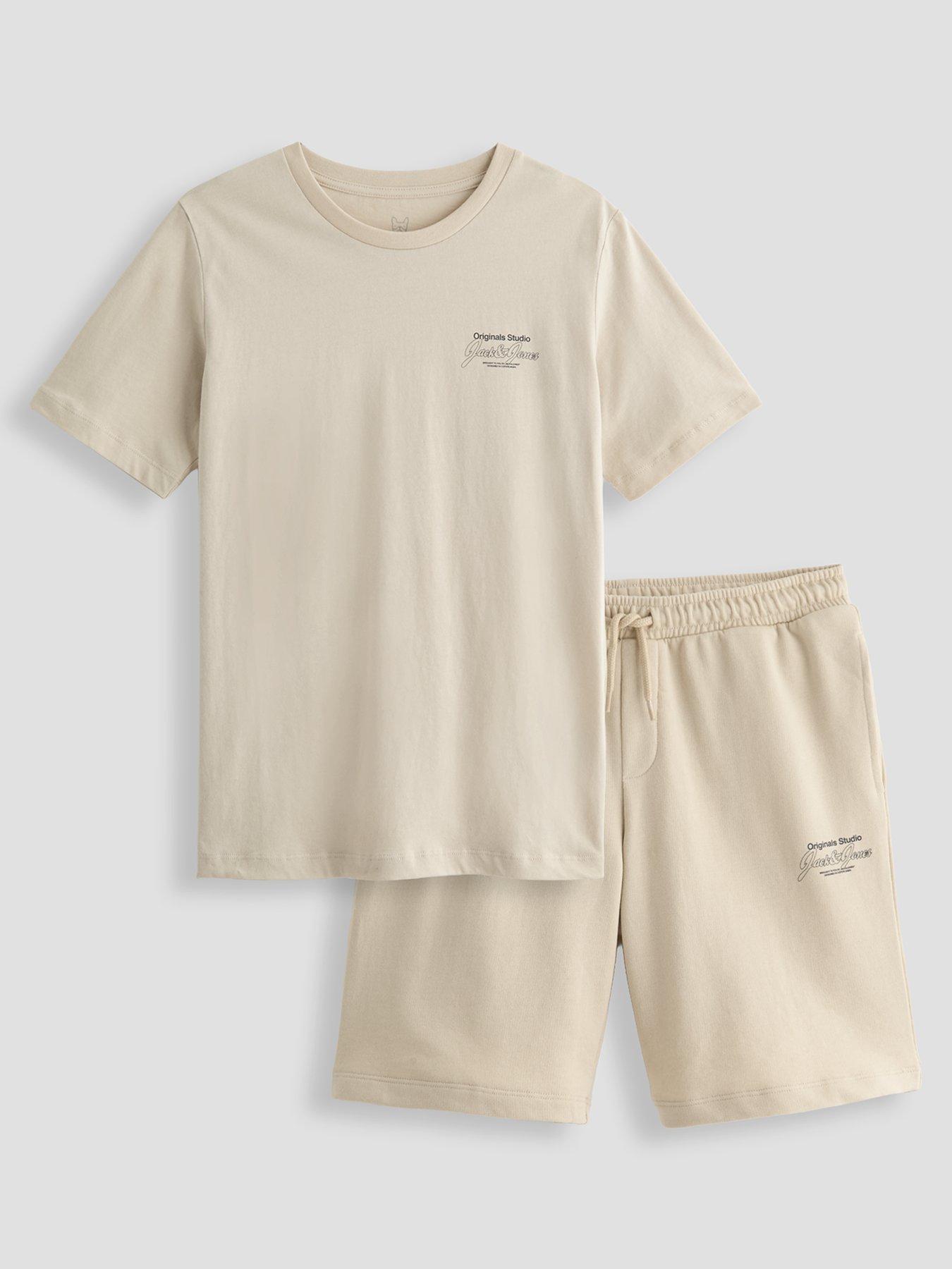 Jack & Jones Junior Boys Niko Tshirt  &  Shorts Set - Moonbeam