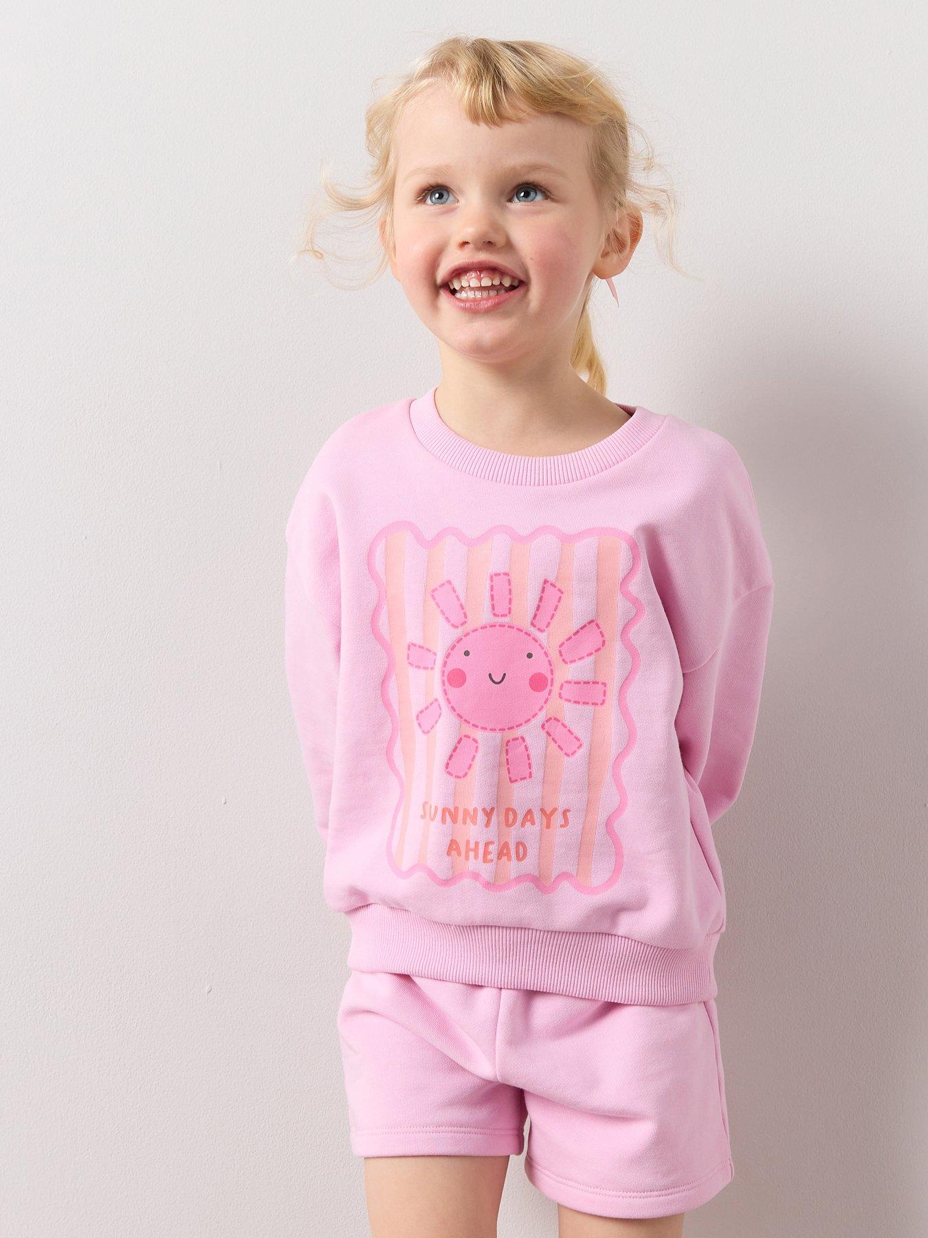Image 1 of 7 of The Very Collection Girls Sweatshirt And Short Set Lightweight&nbsp;- Pink