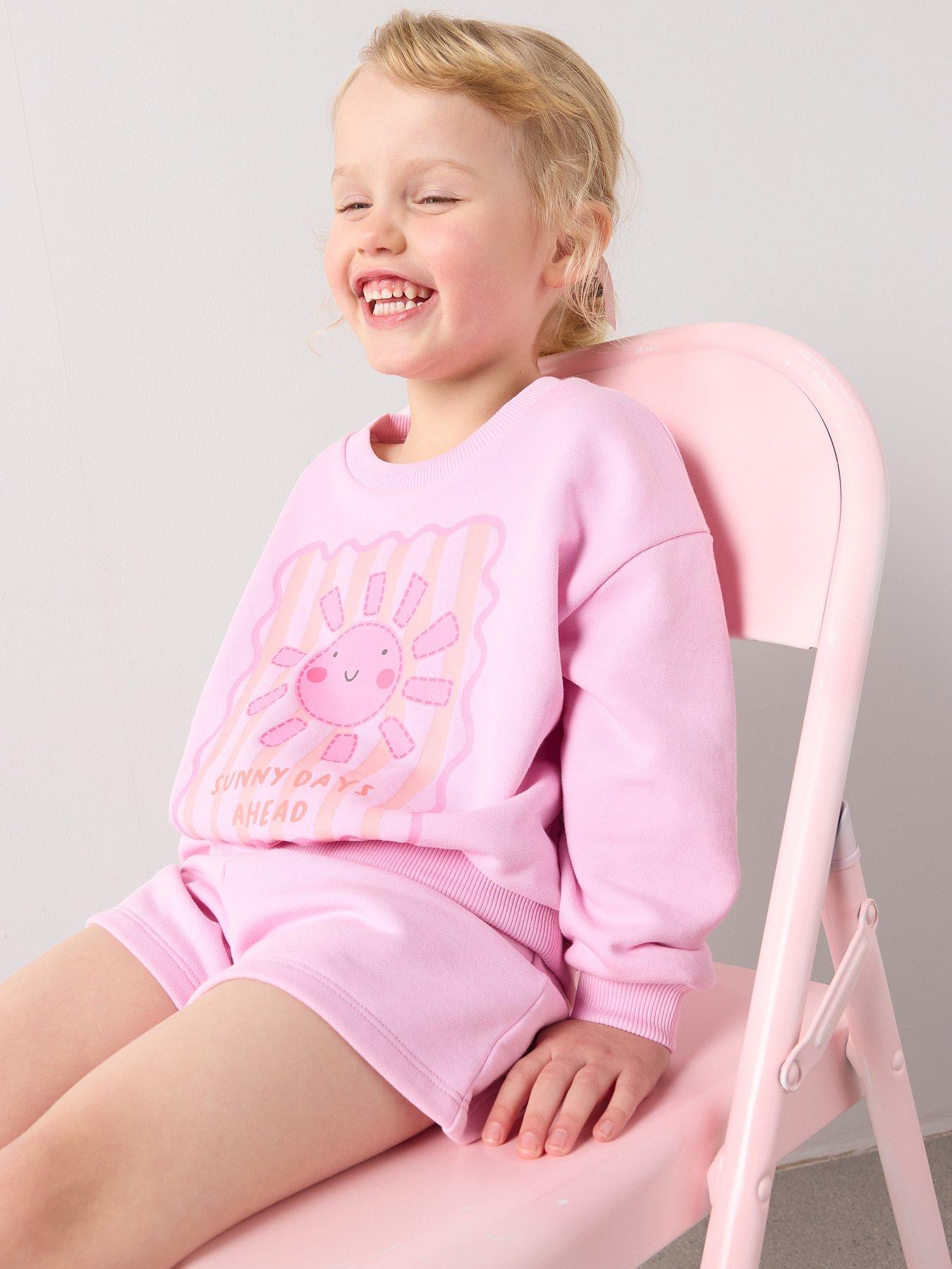 Image 3 of 7 of The Very Collection Girls Sweatshirt And Short Set Lightweight&nbsp;- Pink