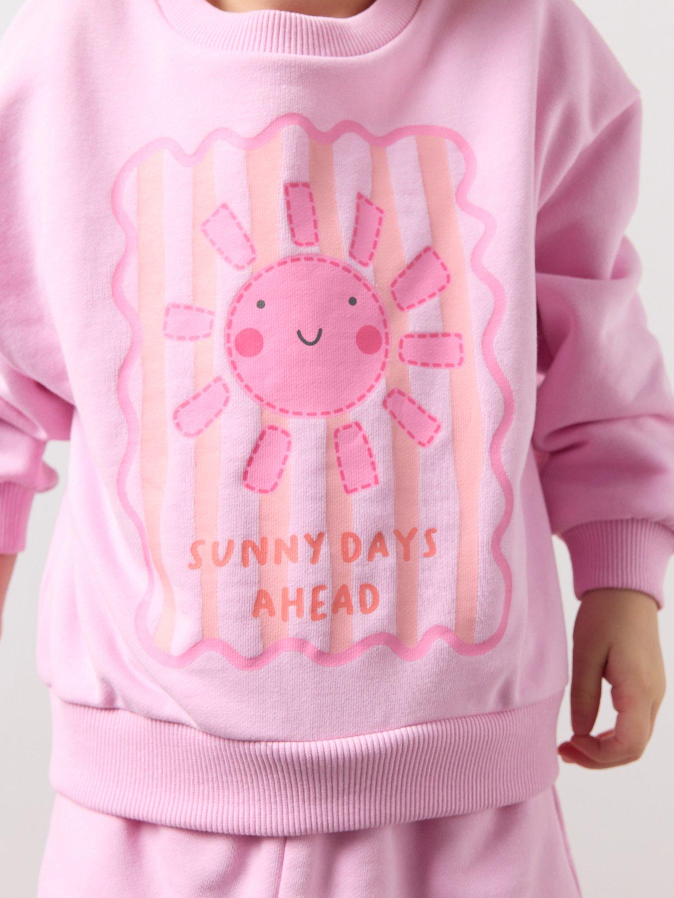 Image 4 of 7 of The Very Collection Girls Sweatshirt And Short Set Lightweight&nbsp;- Pink