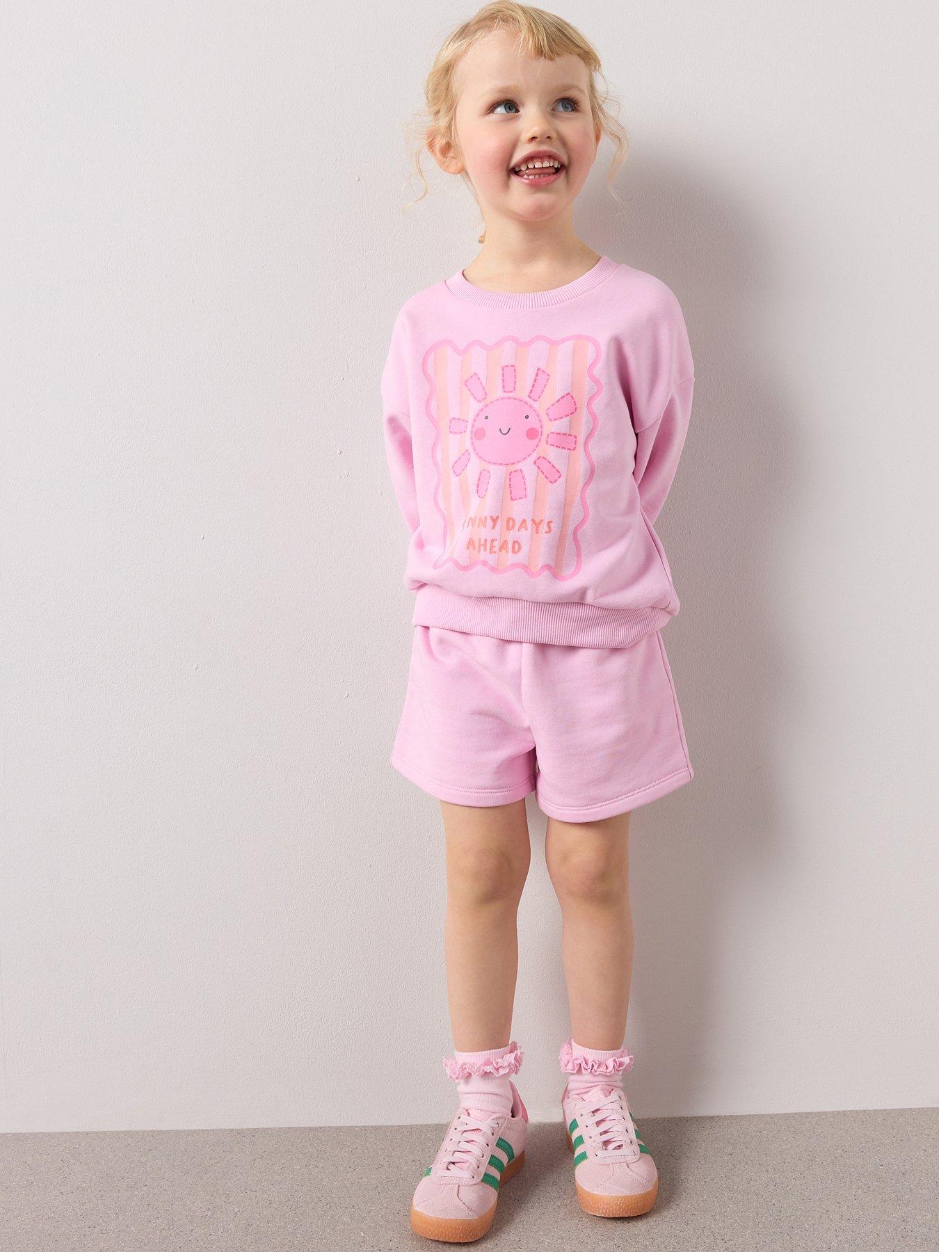 Image 6 of 7 of The Very Collection Girls Sweatshirt And Short Set Lightweight&nbsp;- Pink