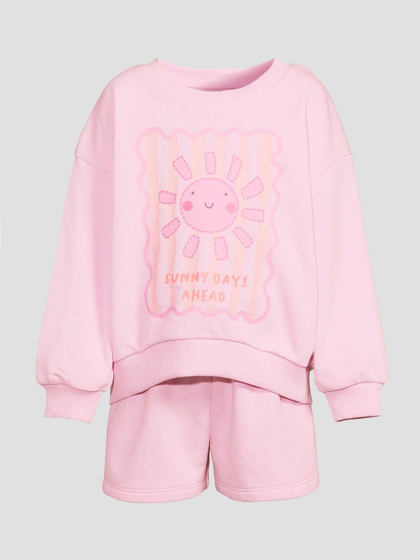 Image 7 of 7 of The Very Collection Girls Sweatshirt And Short Set Lightweight&nbsp;- Pink