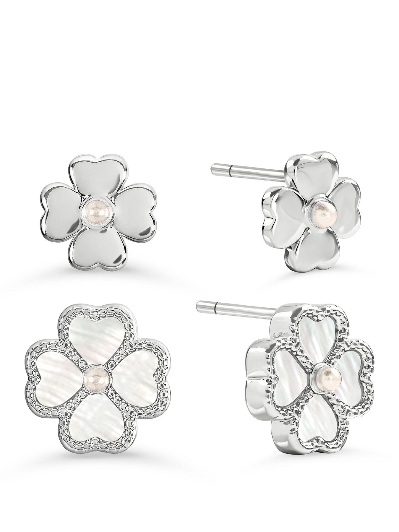 Radley Radley Silver MOP Heart Flower Twinpack Earrings