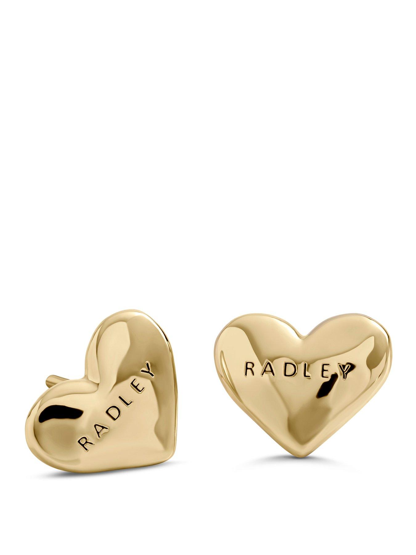 Radley Radley 18ct Gold Plated Hammered Heart Earrings