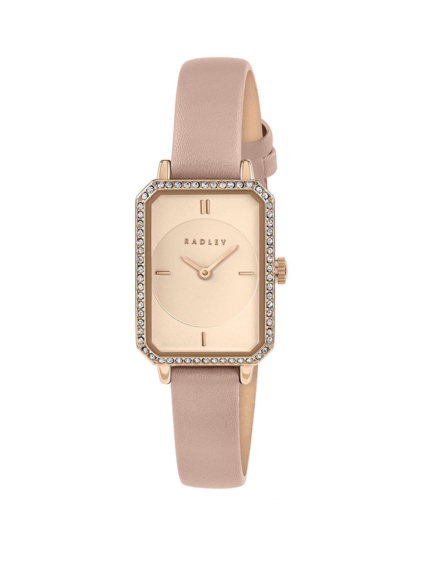Radley Radley Ladies Stoneset Rectangle Pink Leather Watch