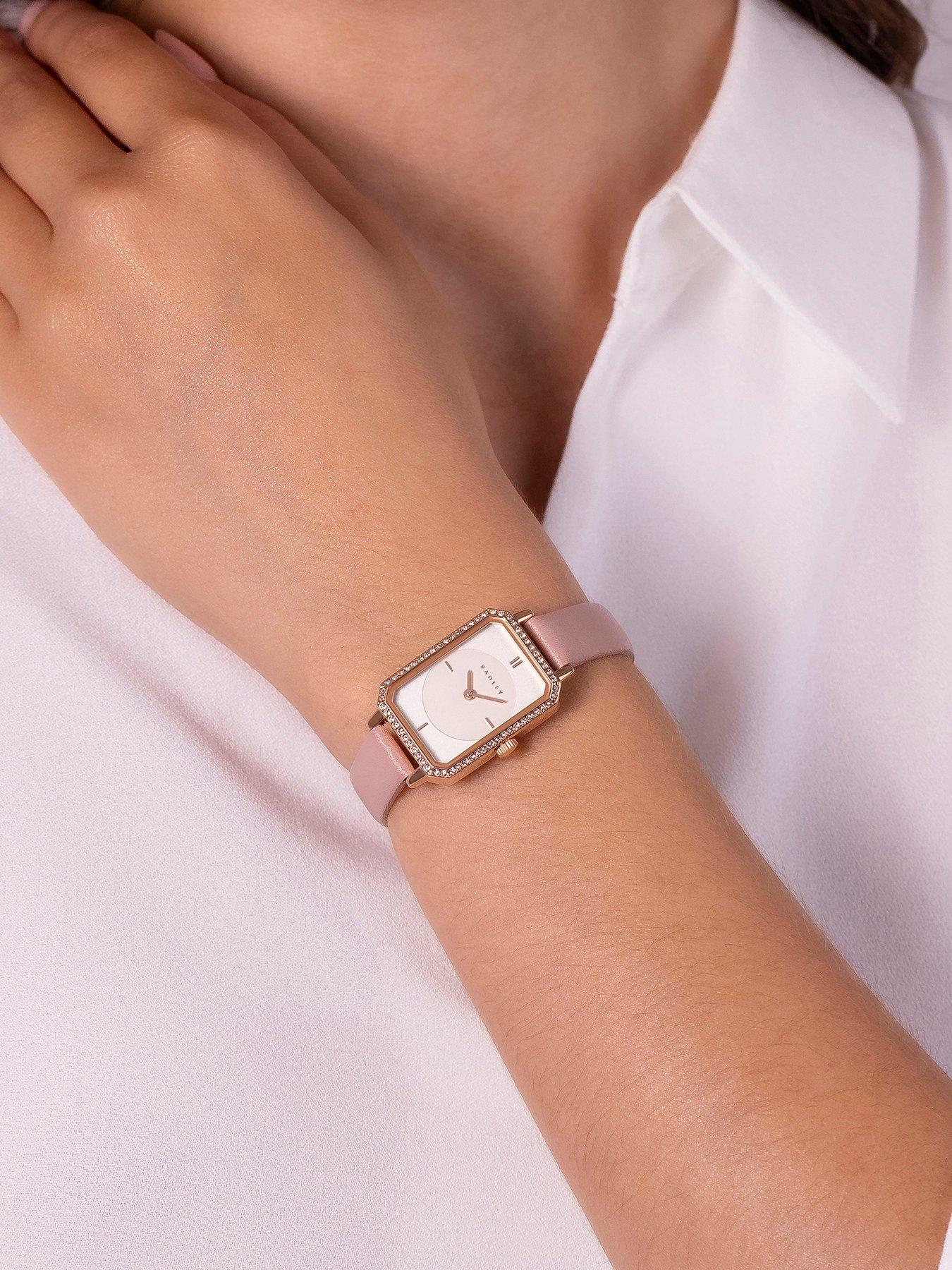 Image 2 of 3 of Radley Radley Ladies Stoneset Rectangle Pink Leather Watch