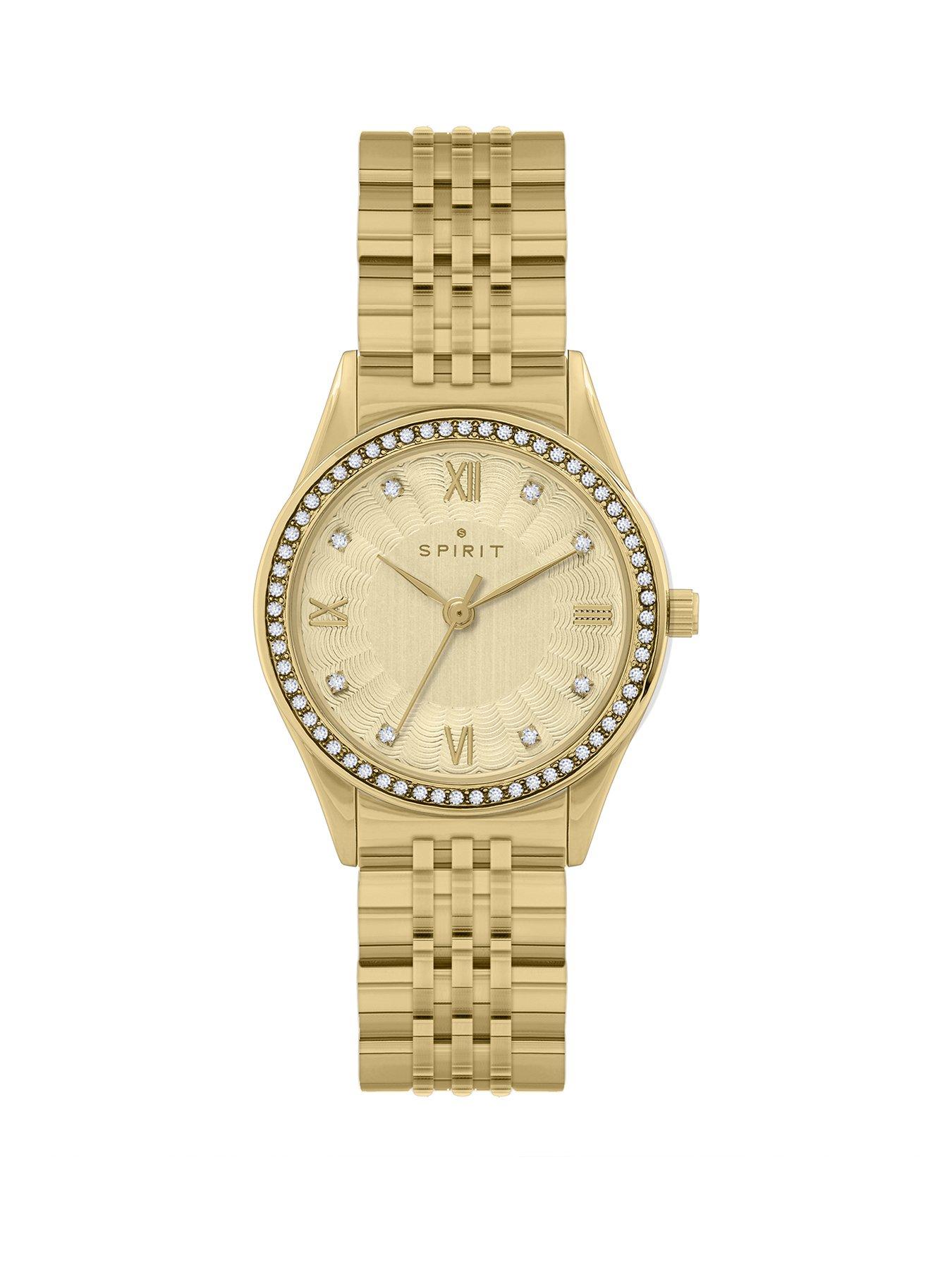 Spirit Spirit Ladies Polished Pale Gold Stone Bezel Bracelet Watch