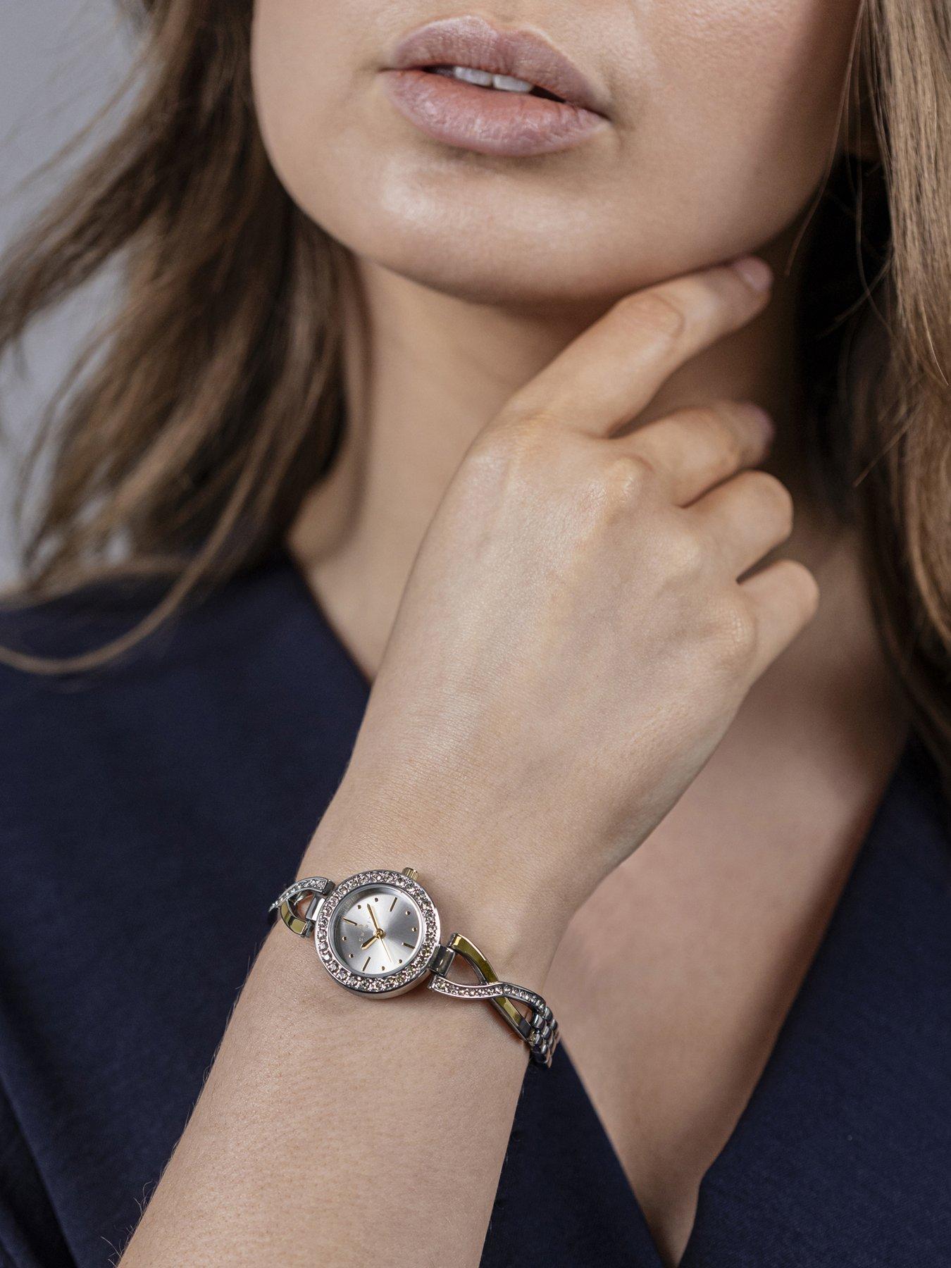 Image 3 of 4 of Spirit Ladies Silver &amp; Gold Plated Stone Set Bracelet Watch