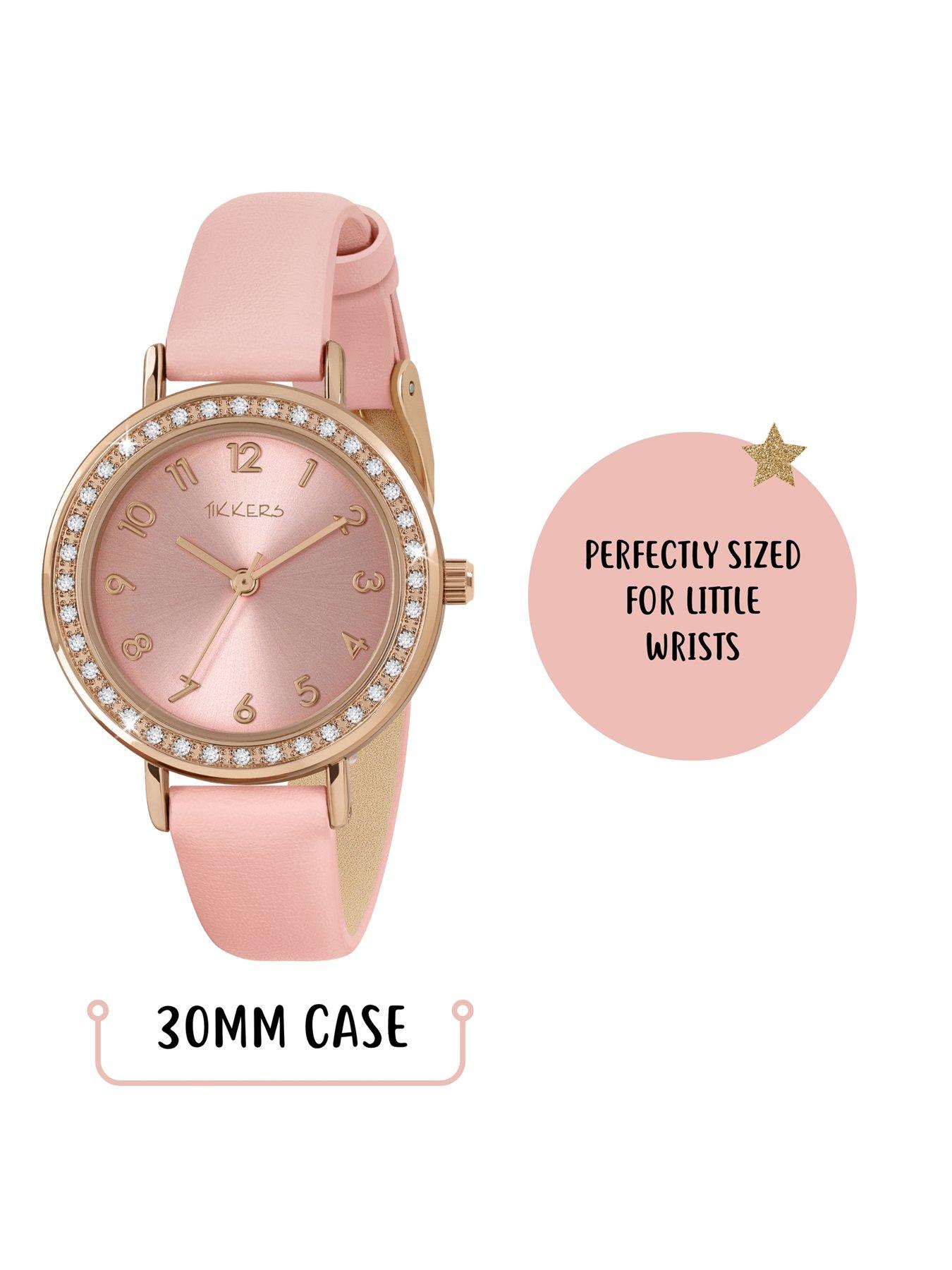 Image 4 of 7 of Tikkers Rose Gold Stone Watch&nbsp;Set Case with Pink Strap and Friendship Bracelet Set