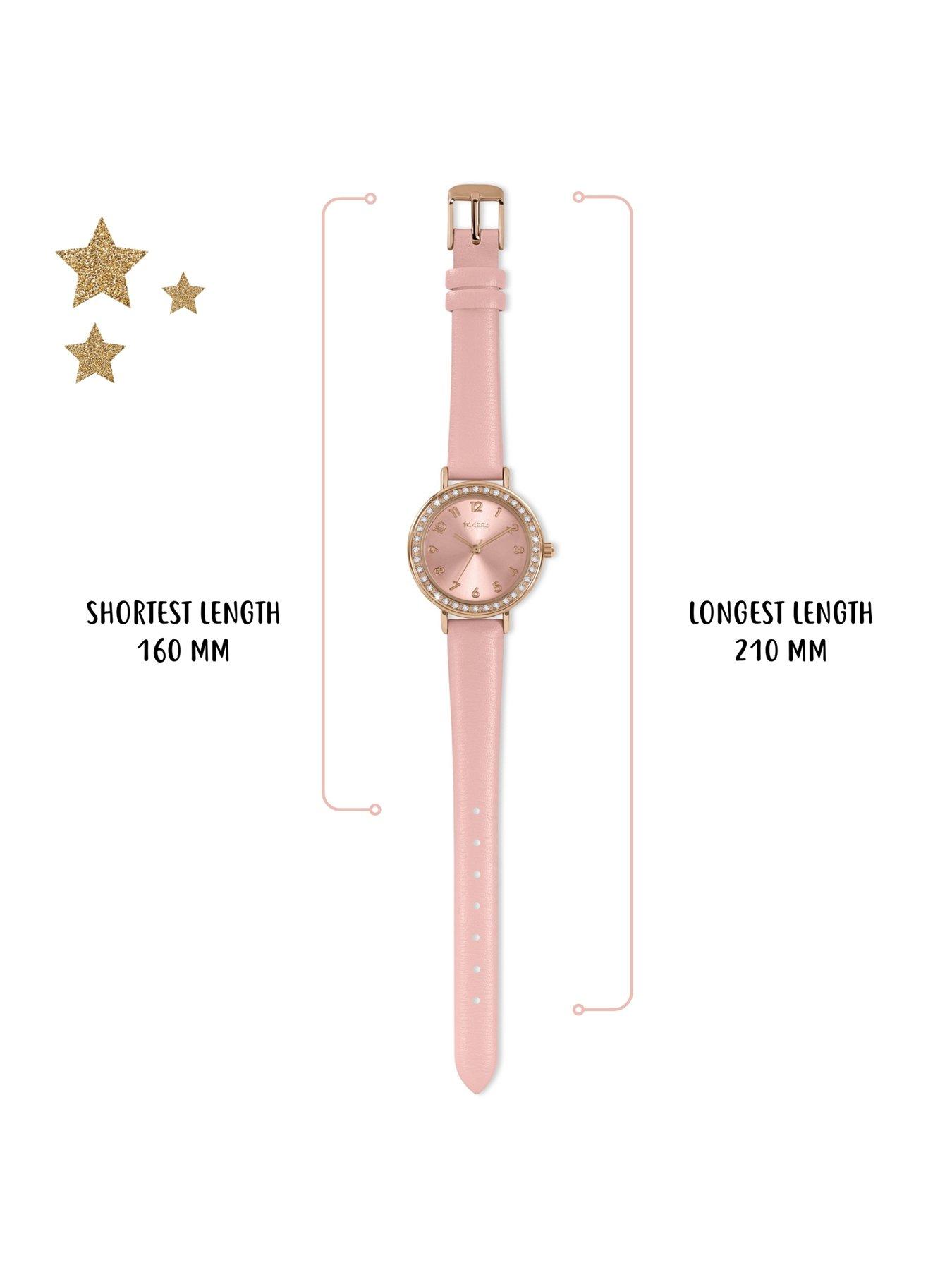 Image 5 of 7 of Tikkers Rose Gold Stone Watch&nbsp;Set Case with Pink Strap and Friendship Bracelet Set