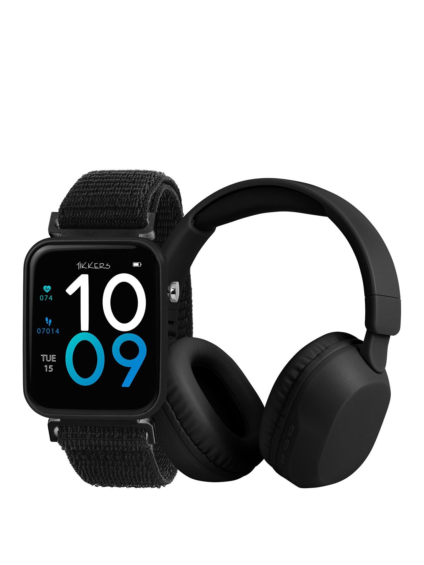 Tikkers Black Riptape strap and over ear headphone set