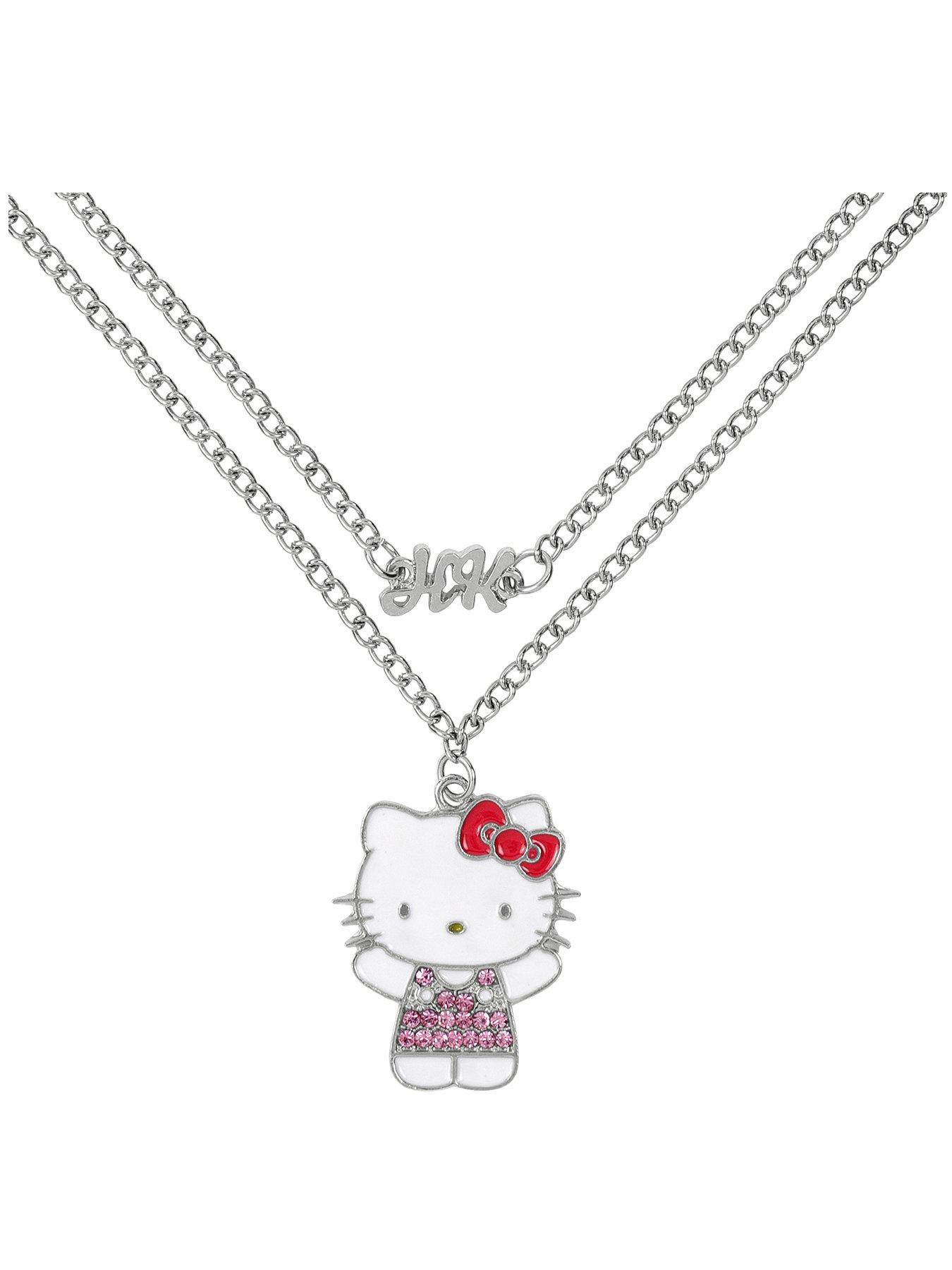 Disney HELLO KITTY & FRIENDS Silver Plated Necklace 2pc Card Box