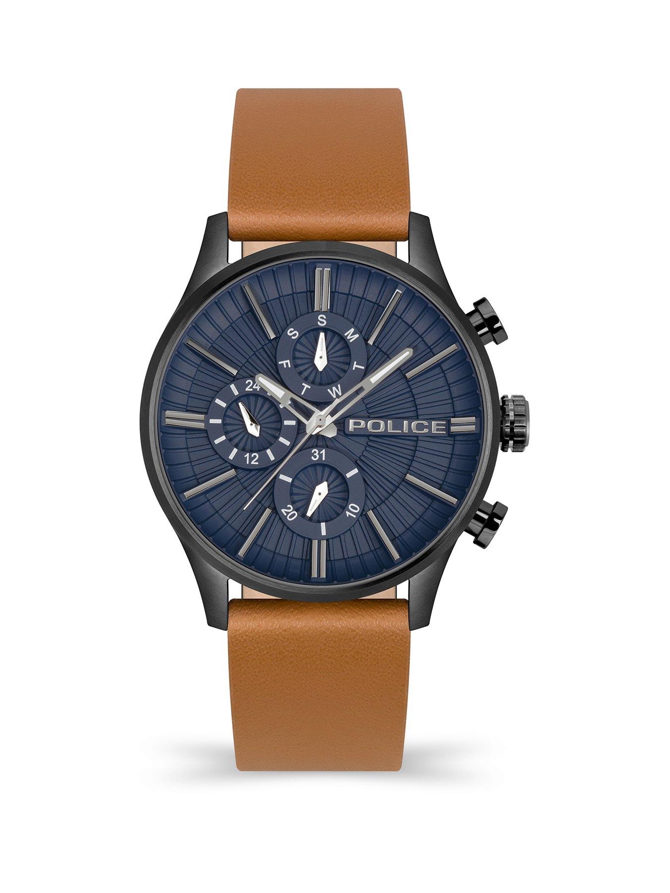 Police Police Barter Gun Multi Dial Tan Leather Strap Watch