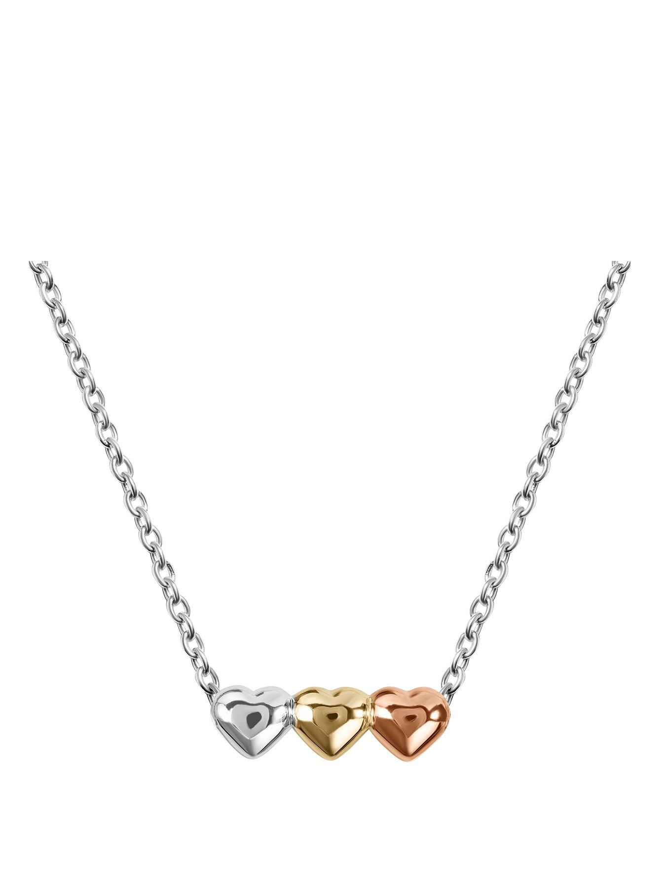 Radley Radley Sterling Silver Triple Heart Charm Necklace with 18ct Mixed Plating