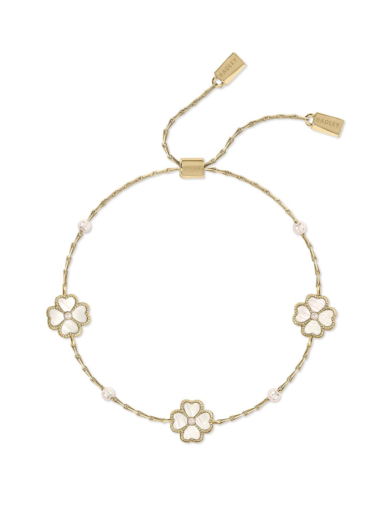 Radley Radley 18ct GP MOP Heart Flower Friendship Bracelet