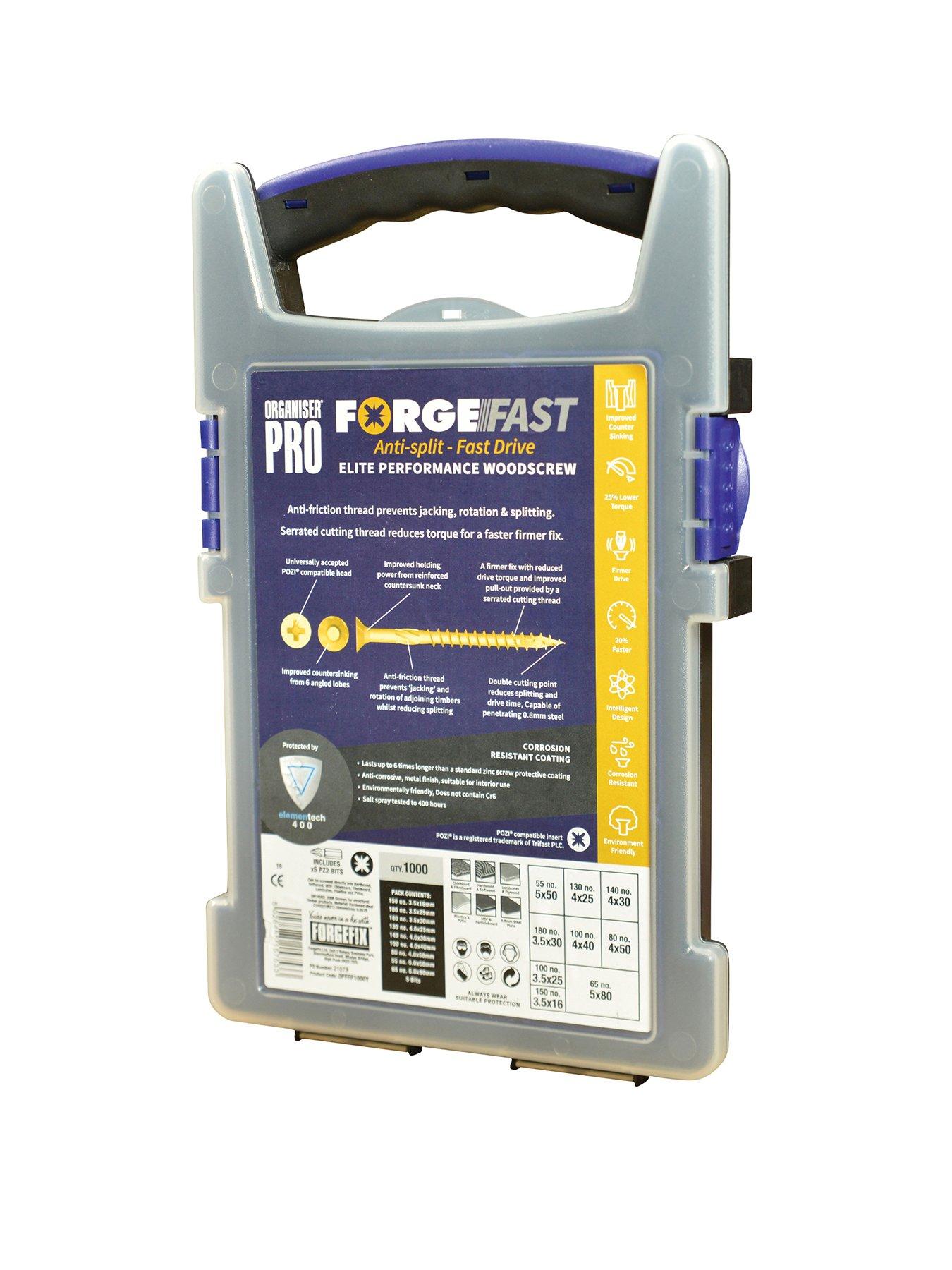 forgefix-forgefast-pozi-compatible-elite-performance-wood-screw-organiser-1000-piece