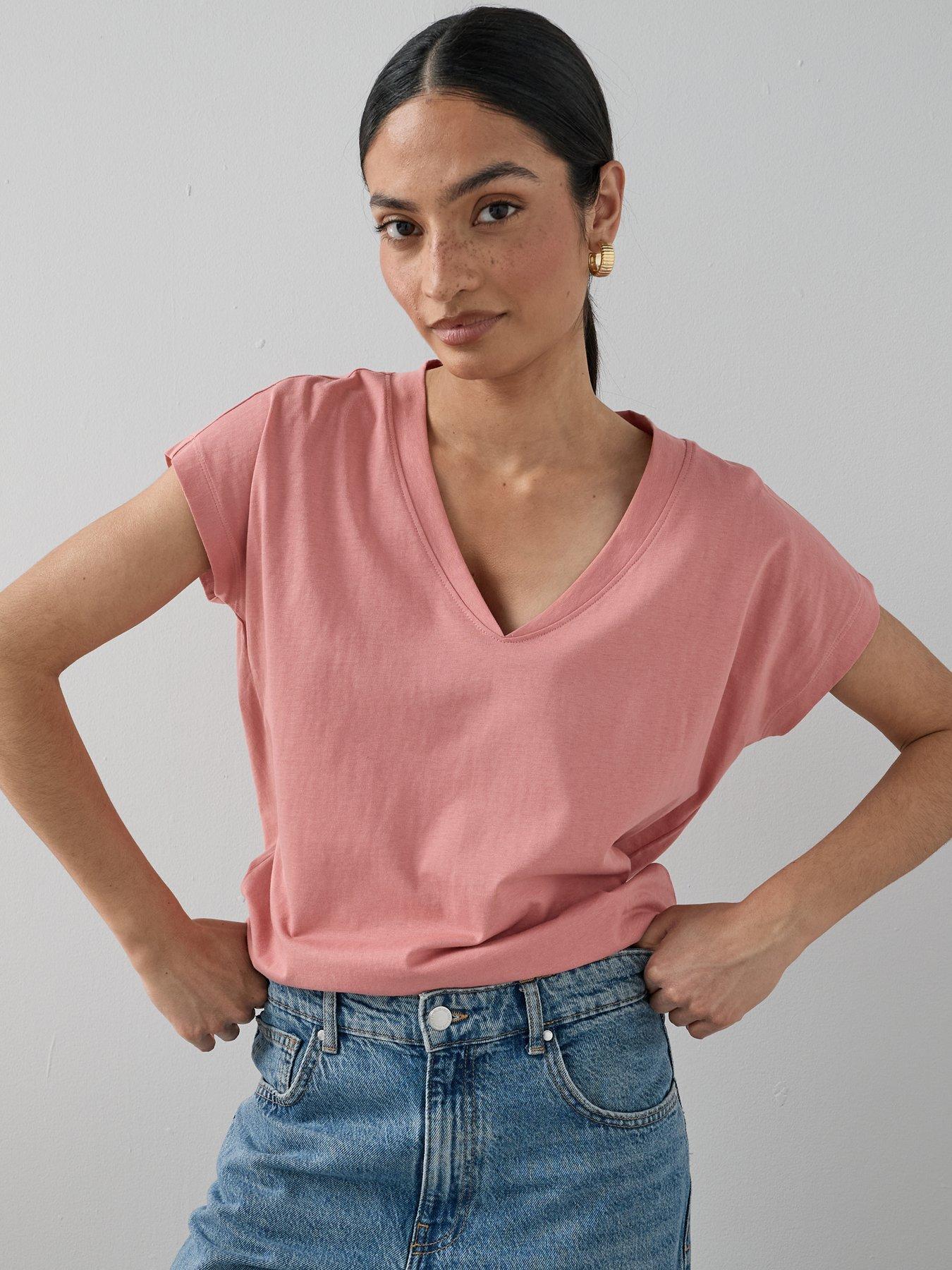 The Very Collection Essential Cotton V-Neck T-Shirt - Pink