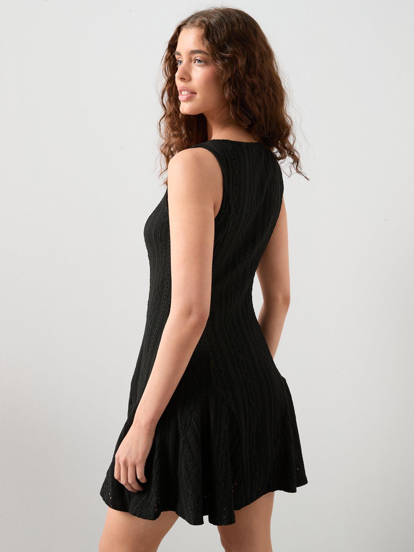 Image 2 of 7 of The Very Collection Godet Hem Mini Dress - Black