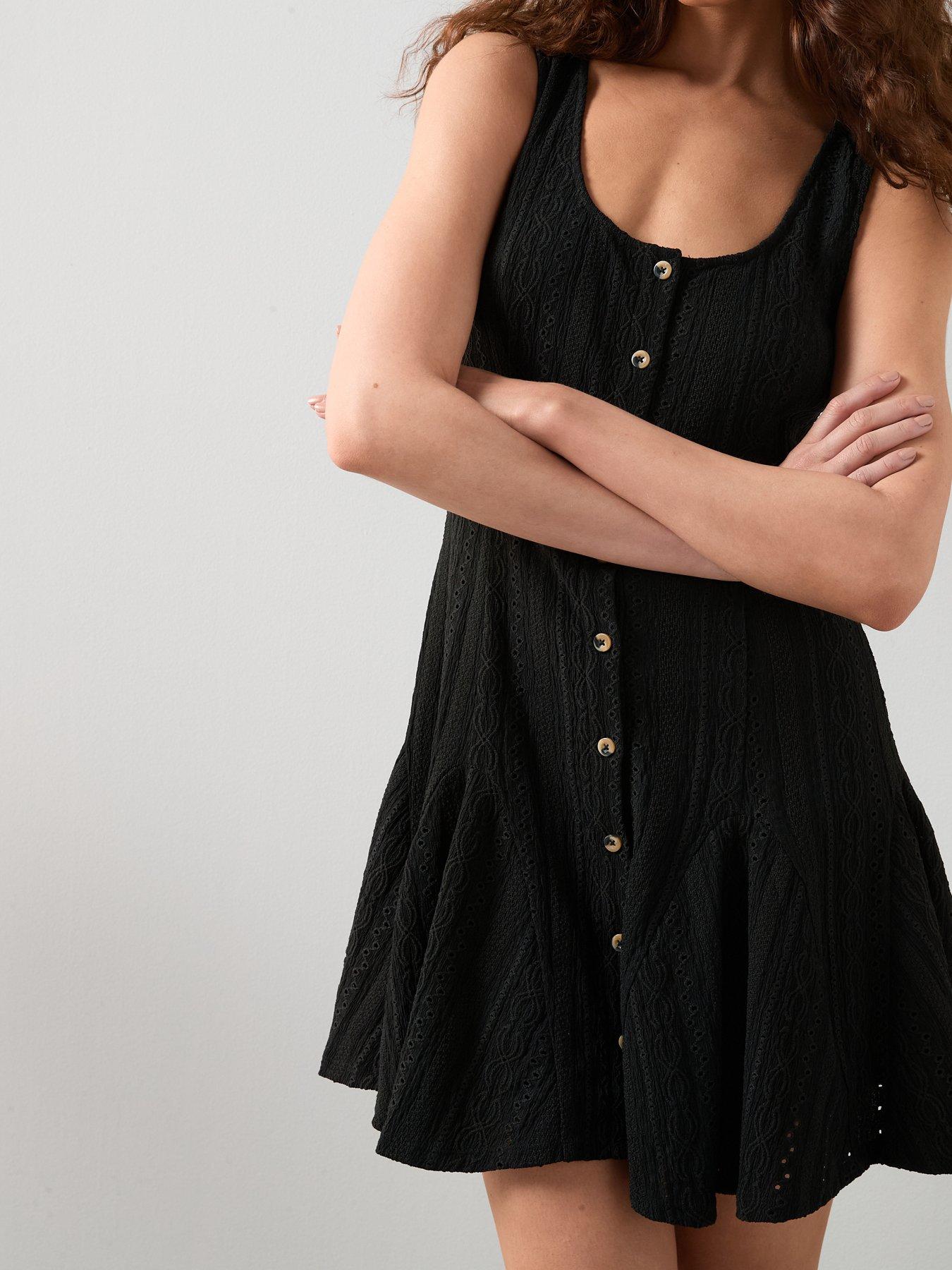 Image 4 of 7 of The Very Collection Godet Hem Mini Dress - Black