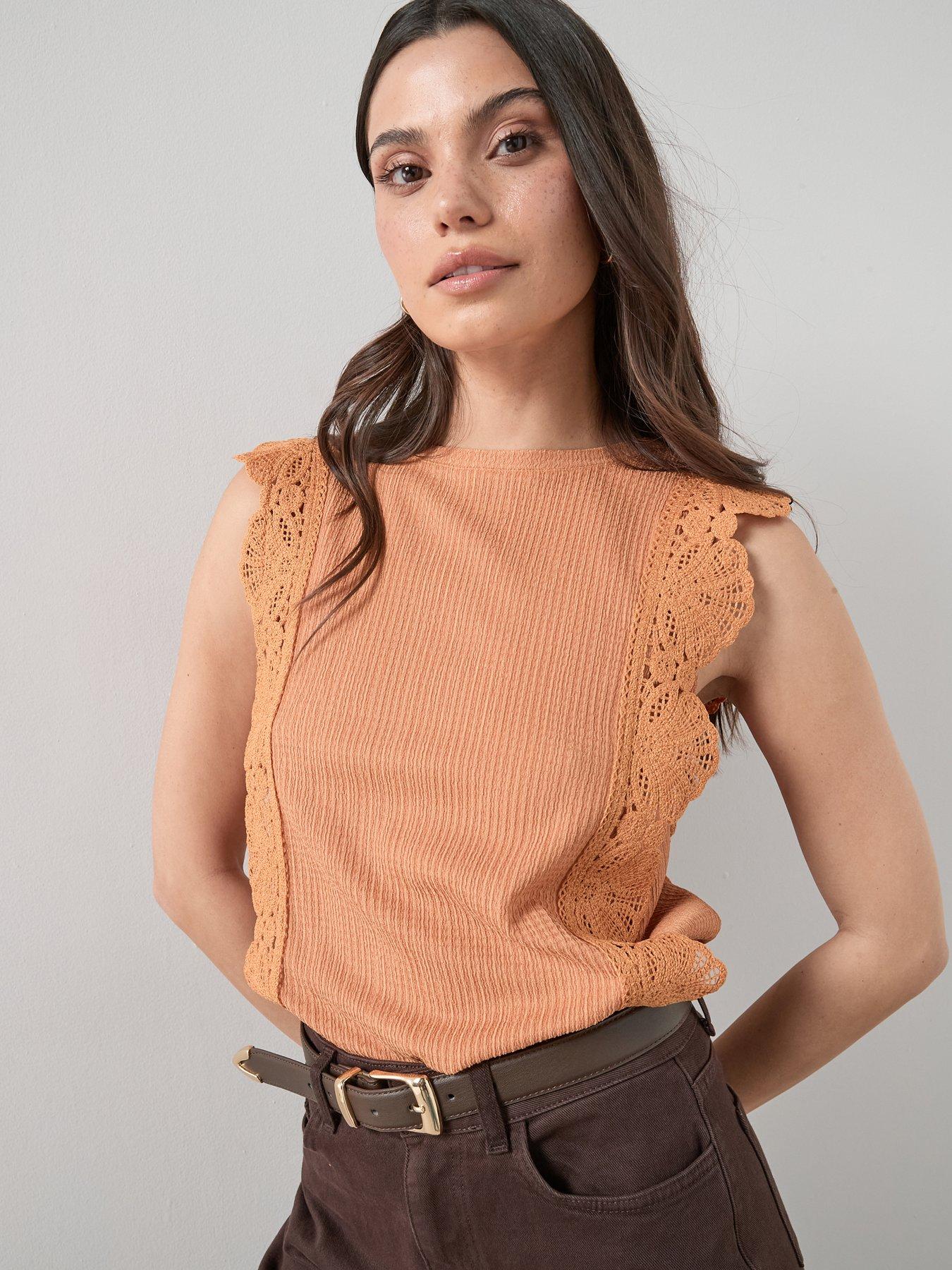 The Very Collection Crochet Trim Sleeveless Top