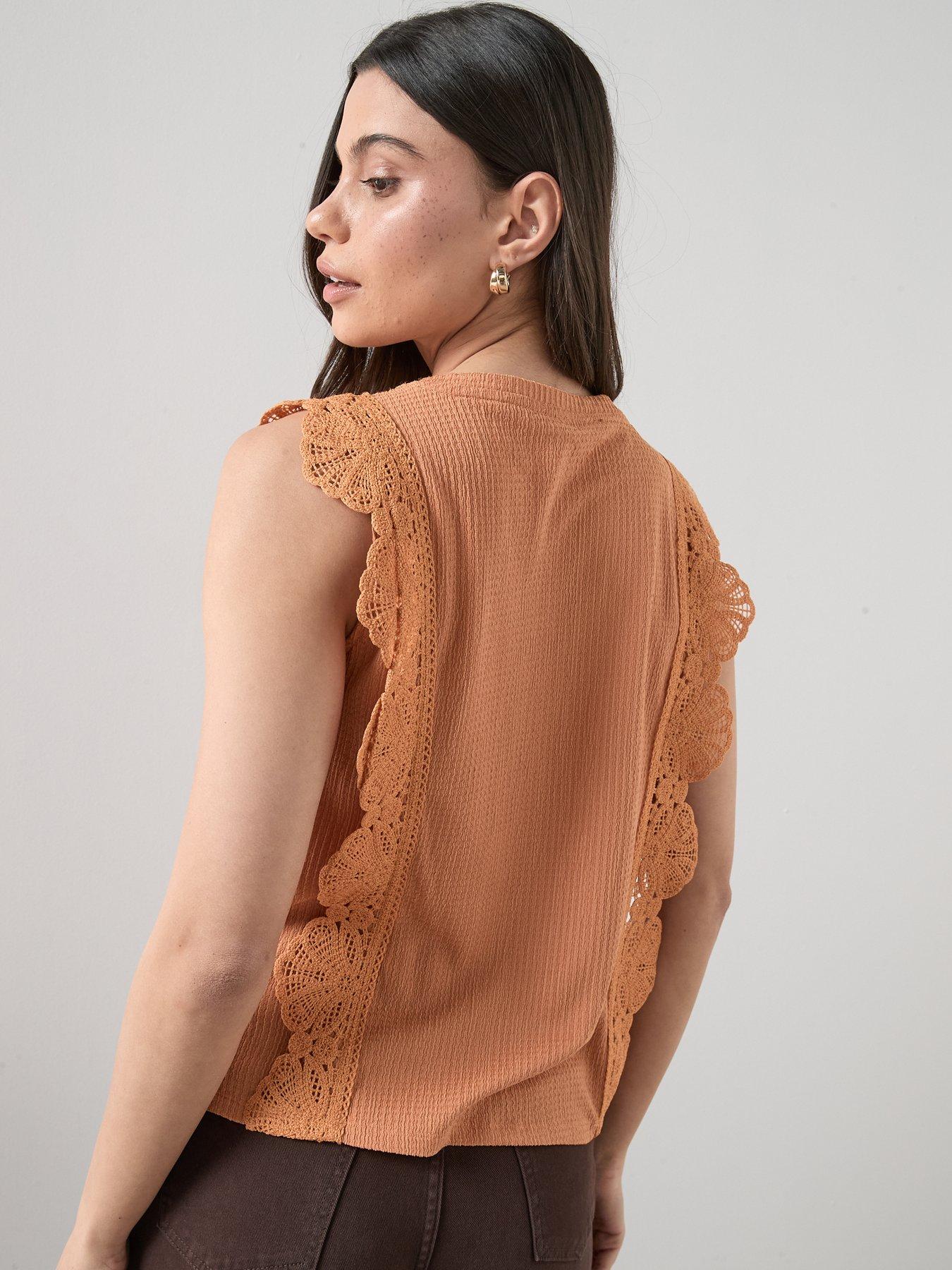 the-very-collection-crochet-trim-sleeveless-top-orangestillFront