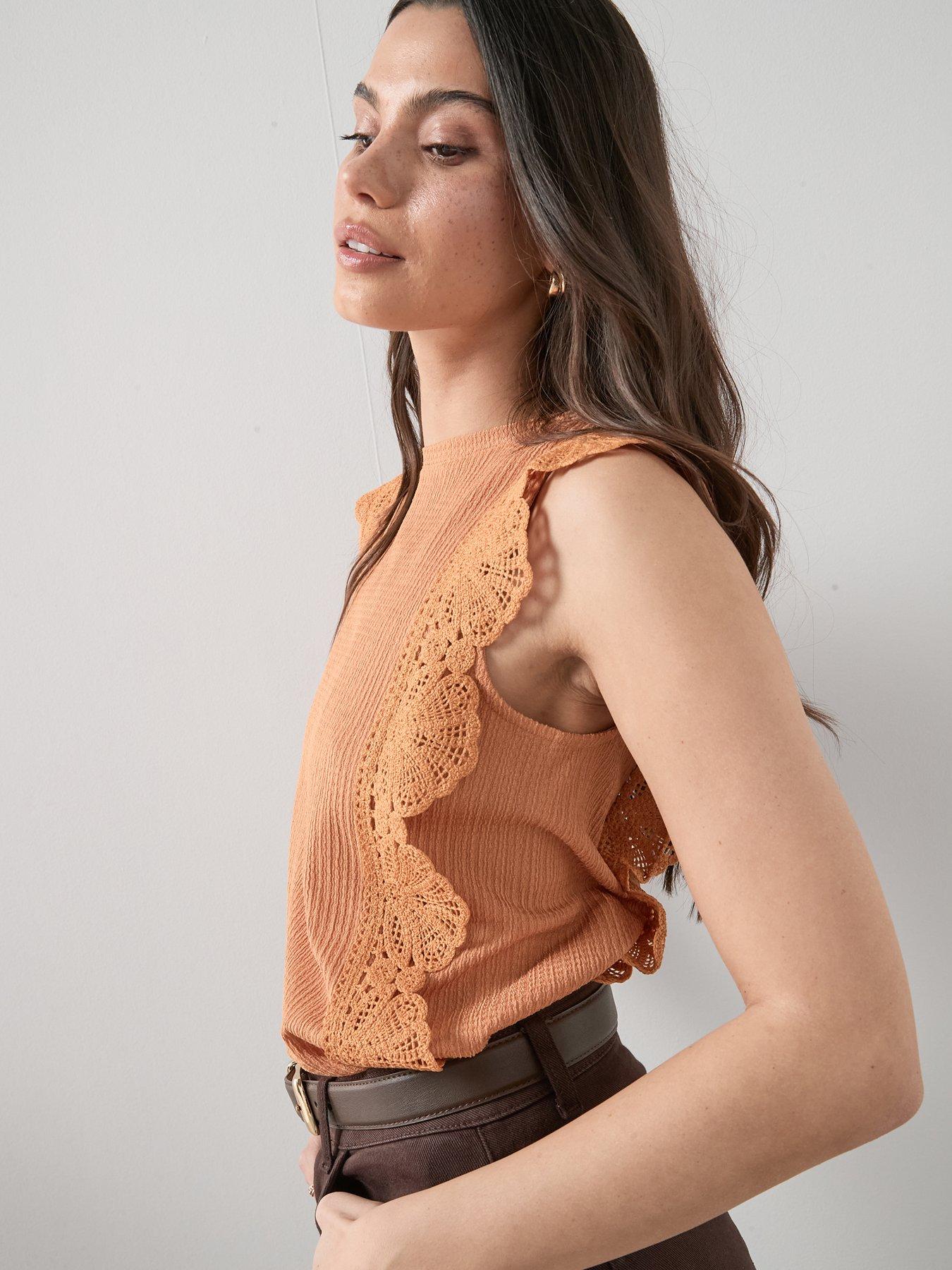 the-very-collection-crochet-trim-sleeveless-top-orangedetail