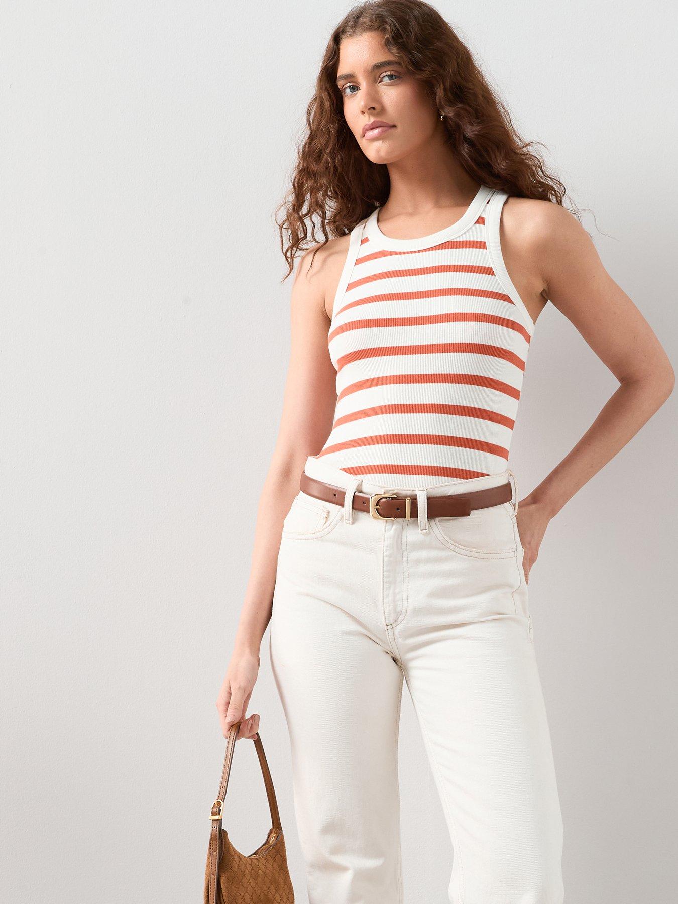 Image 1 of 7 of The Very Collection Rib Racer Vest - Orange