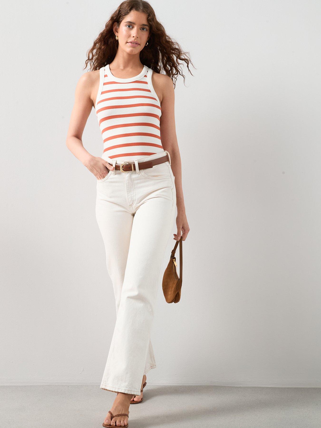 Image 3 of 7 of The Very Collection Rib Racer Vest - Orange