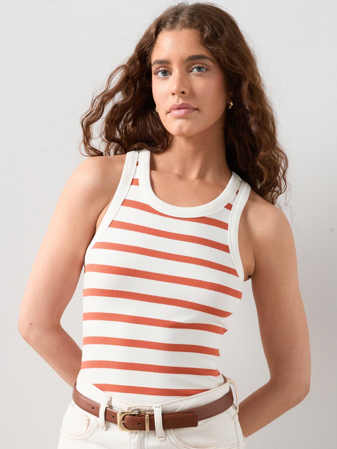 Image 6 of 7 of The Very Collection Rib Racer Vest - Orange