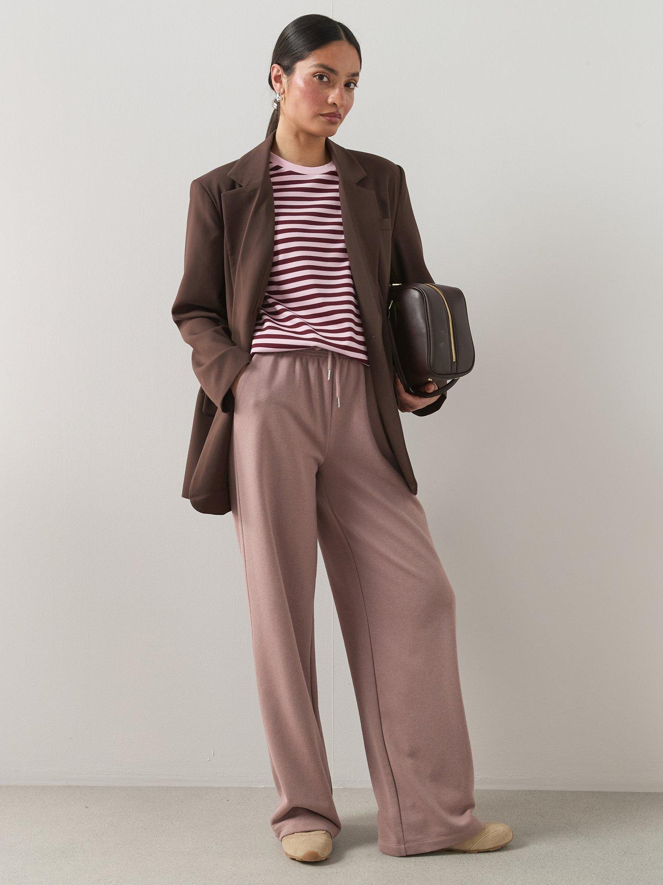 Image 3 of 7 of The Very Collection Wide Leg Relaxed Joggers - Taupe